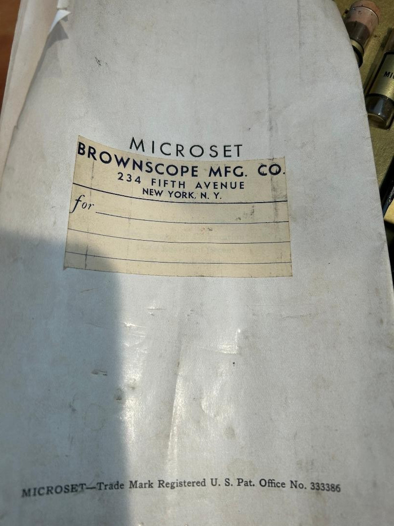 Vintage 1930 Microset Model 3MW Microscope Set Brownstone Manufacturing Co.