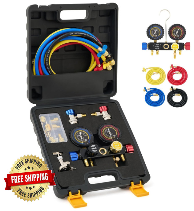 Kit De Refrigeracion De Aire Juego De Manometros De Colector De CA Nuevo