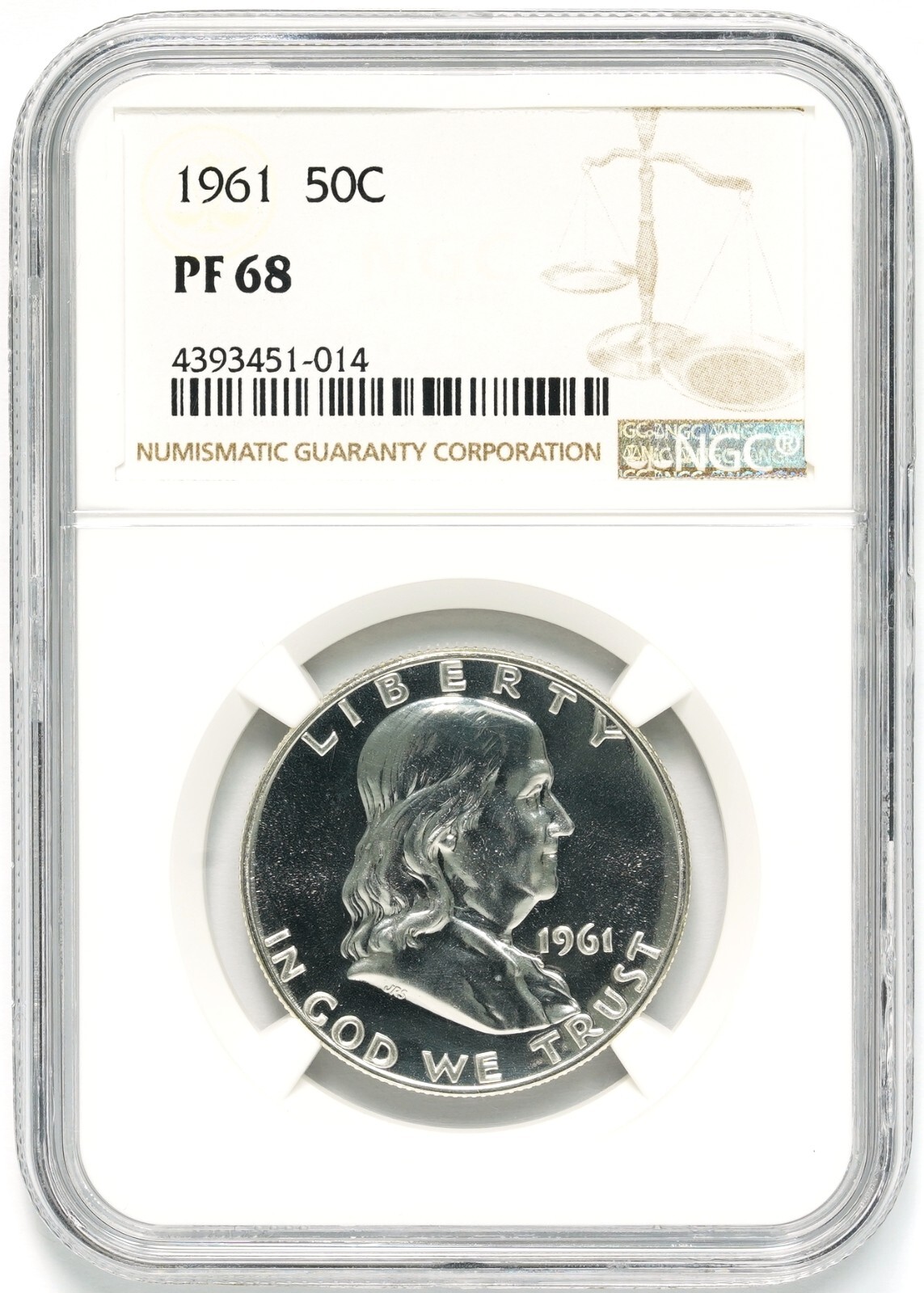 1961 Franklin Silver Half Dollar PF-68