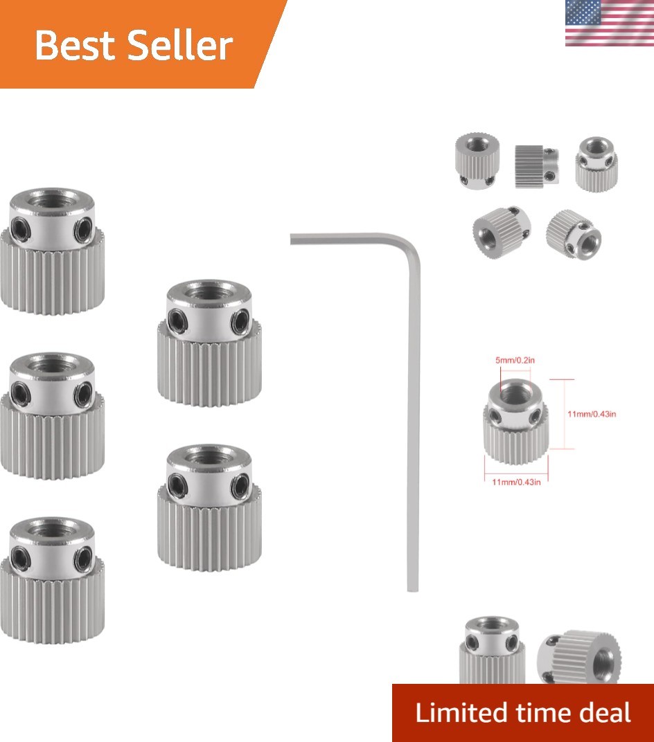 Stainless Steel 36T Extruder Gear Set for Creality 3D Printers - 5 Pack