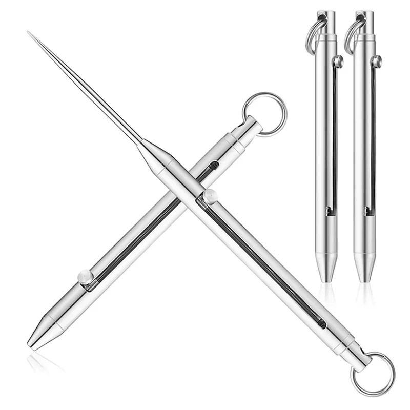 Portable Titanium Alloy Multi Function Retractable Toothpick Keychain for Outdoo