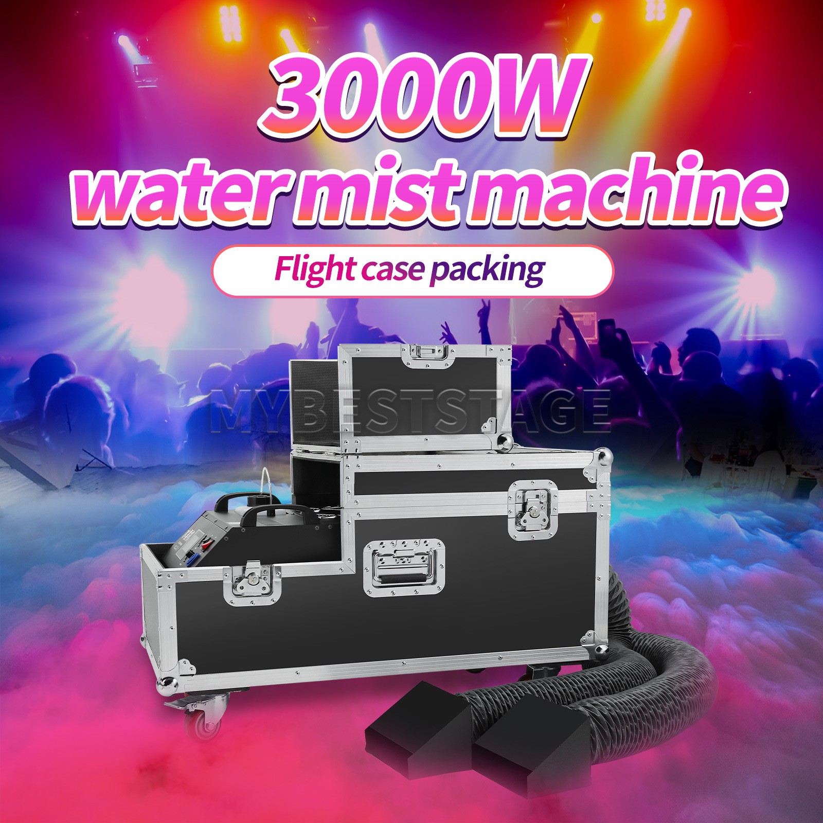 PAIDUN 3000W Double Hose Water Base Fog Machine Ground Smoke Effect Equipment