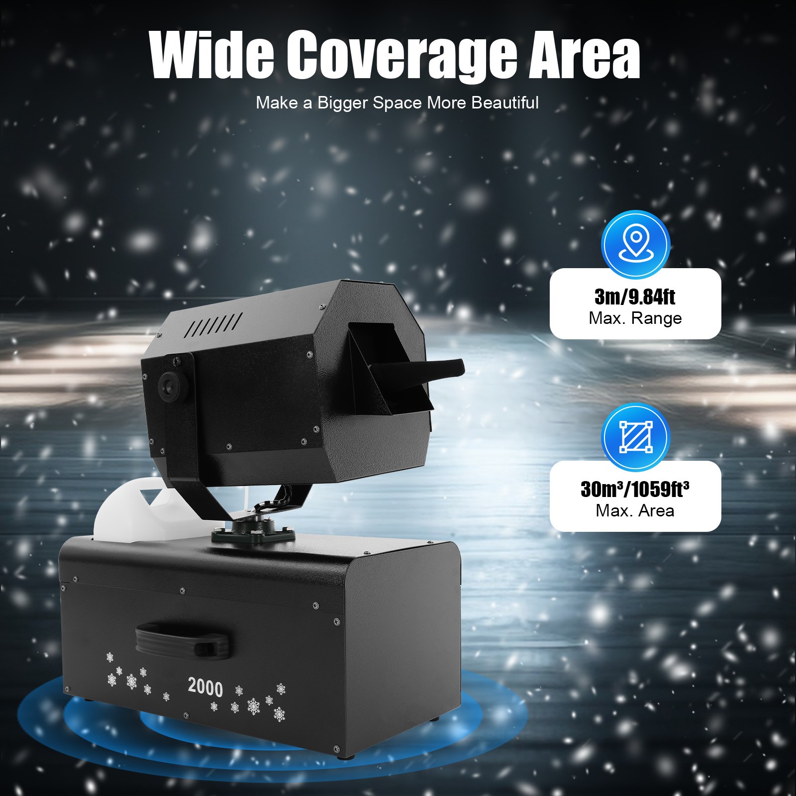 Snow Machine LED Stage DJ Snowflake Machine Xmas Party Decor w/ Remote 2000 W