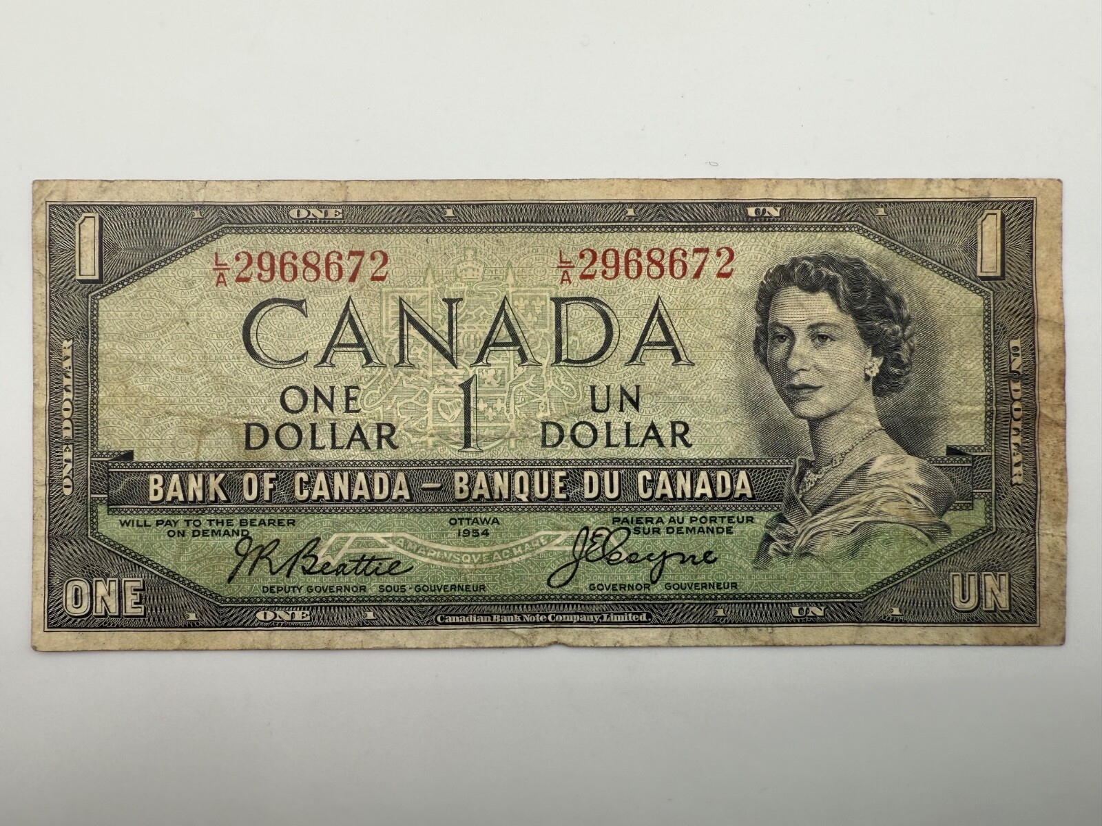 1954 Canada 1 dollar Devil's Face (Beattie, Coyne) P66b Banknote SPC743
