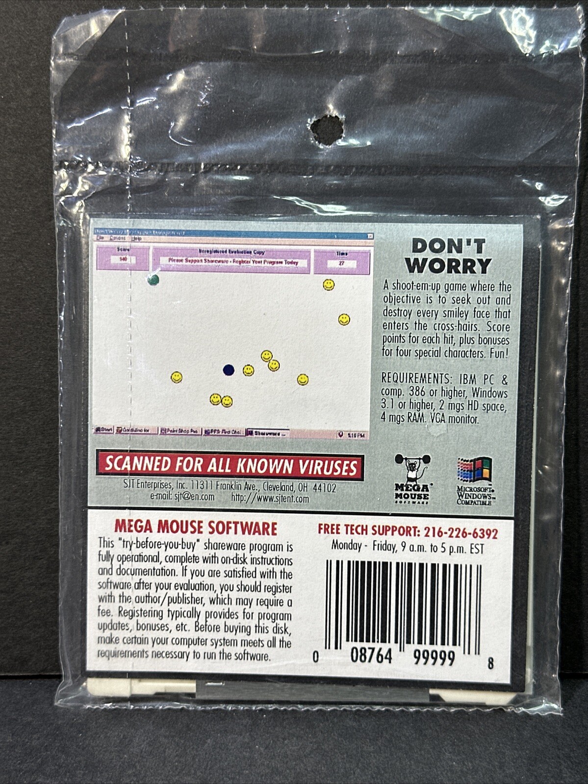 Don’t Worry Be Happy Mega Mouse Software PC IBM Windows Disk 3.5"