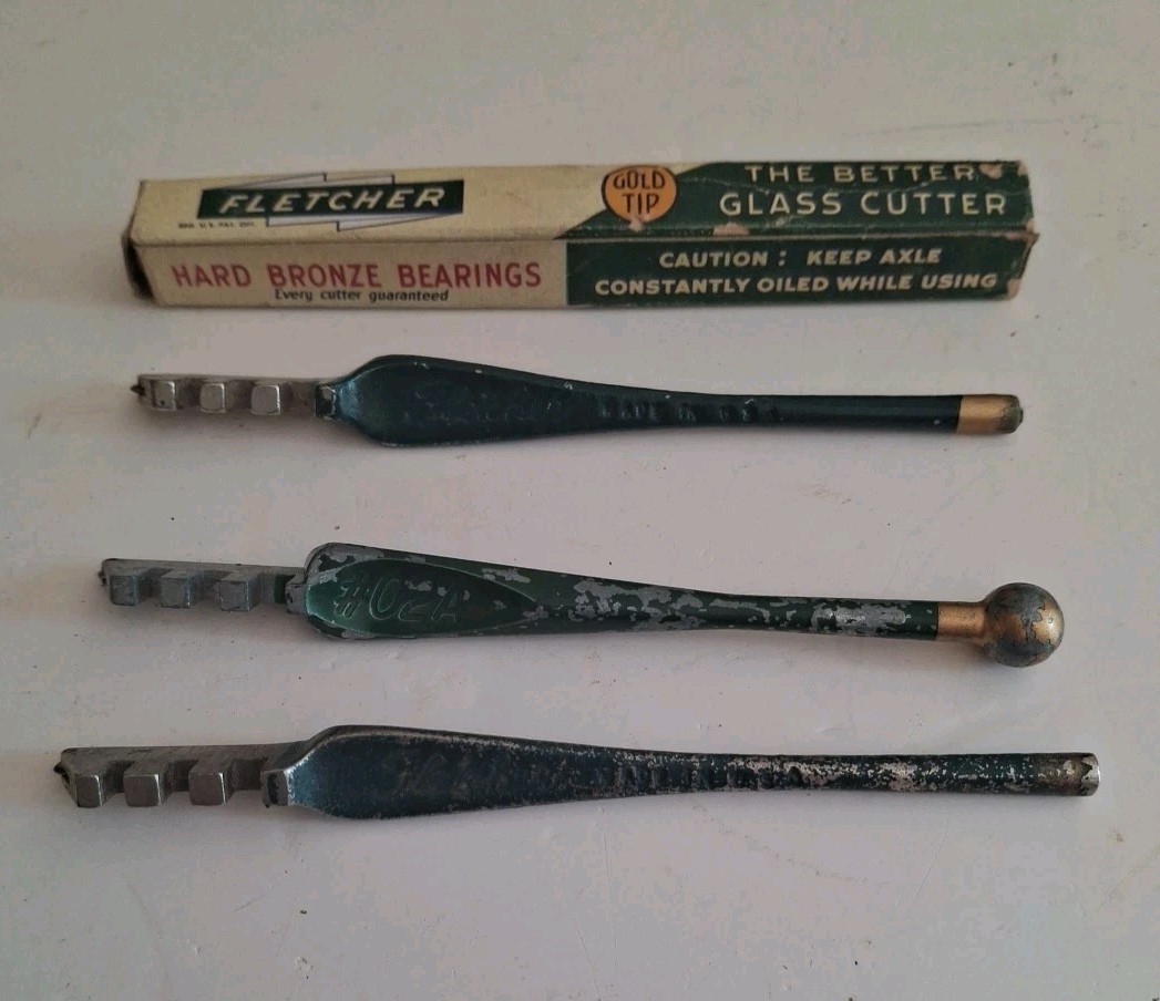 3 VINTAGE FLETCHER GLASS CUTTERS