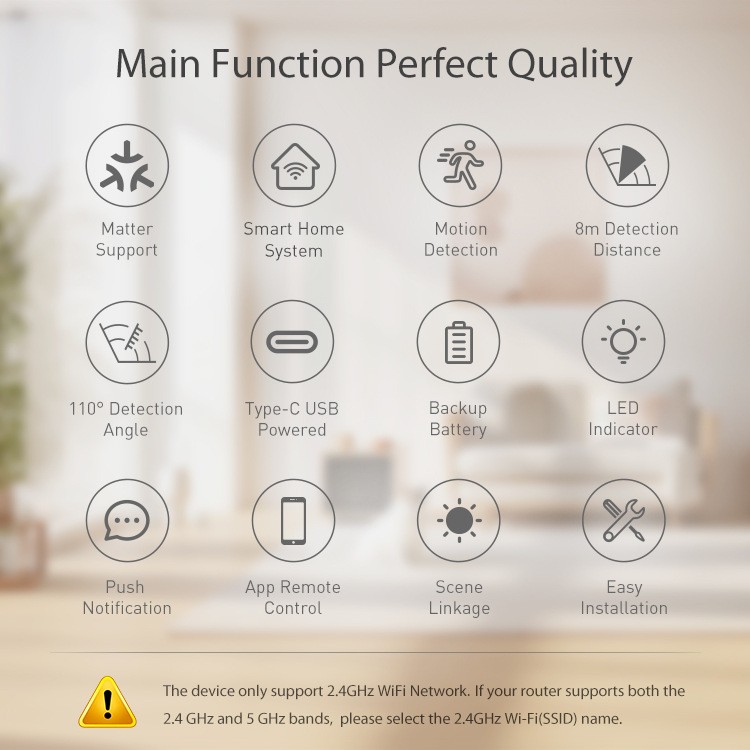 Tuya Smart Home Matter Thread USB PIR Motion Sensor APP Remote Control