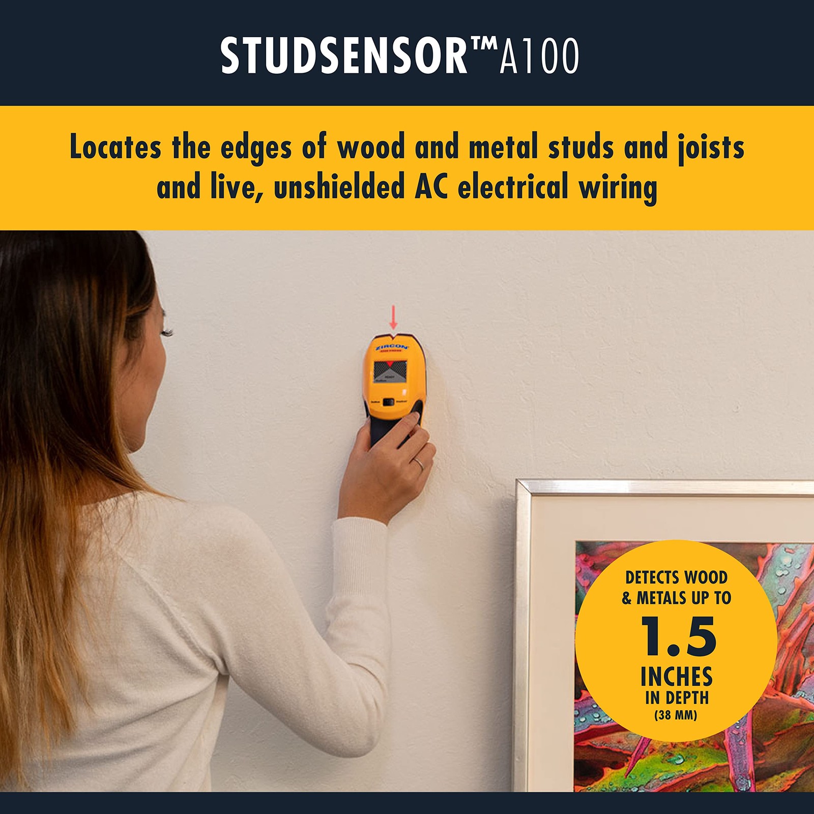 Zircon StudSensor A100 Wall Scanner and Center/Edge Locating Stud Finder with...