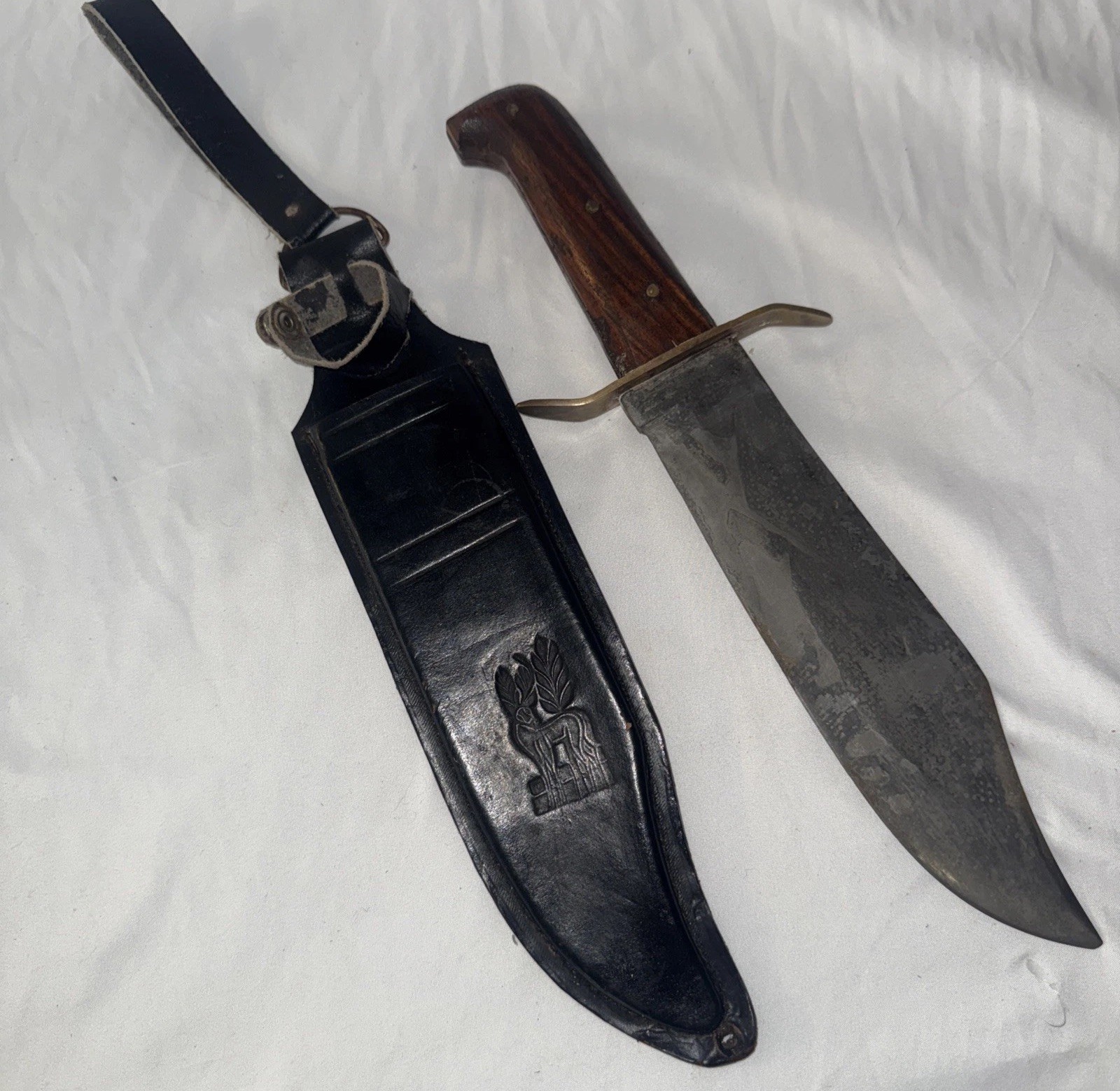 LARGE 14.5" BOWIE KNIFE PAKISTAN & LEATHER SHEATH - Deer