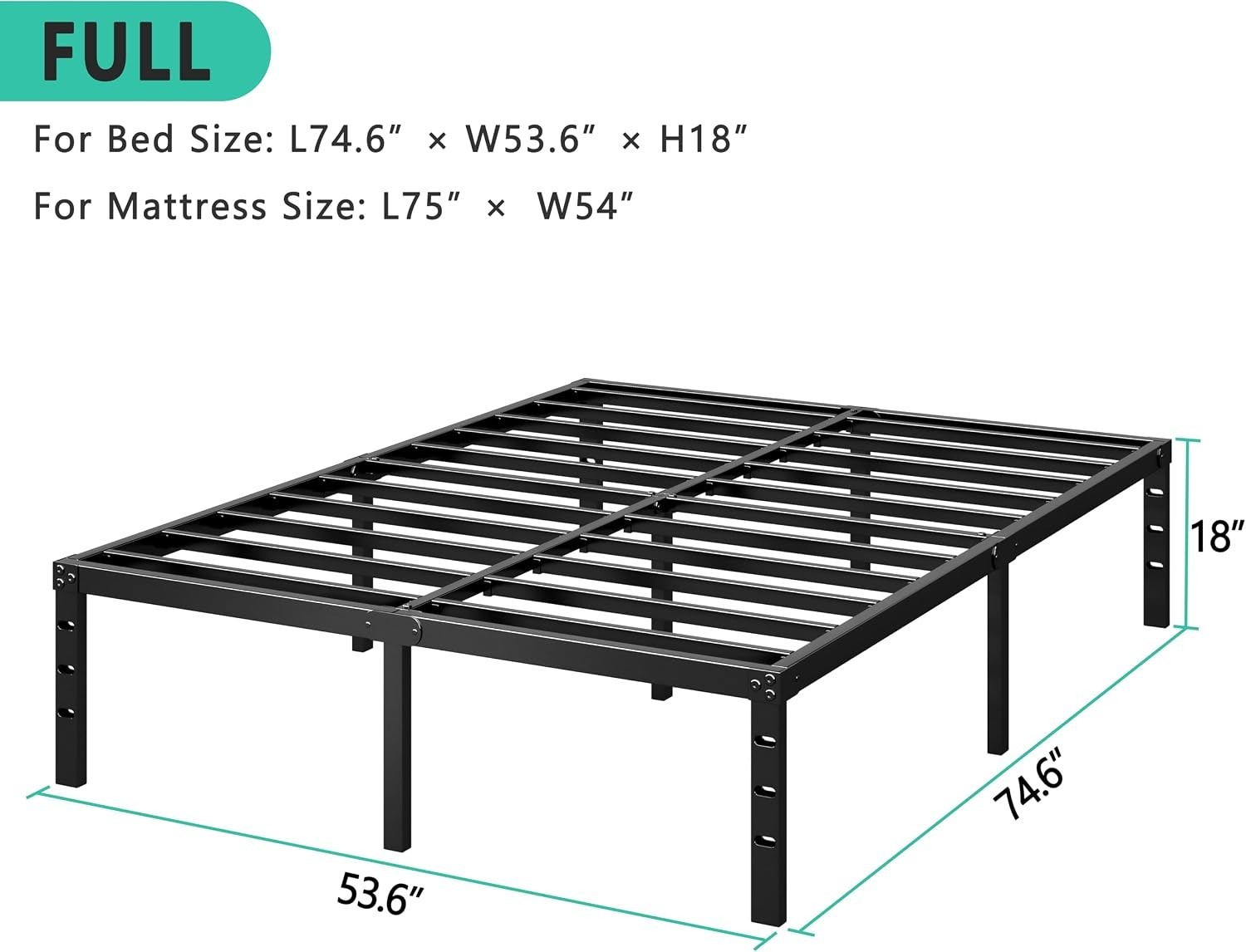 Metal Platform Bed Frame 14 Inch Tall,No Box Spring Needed,Full Size Bed