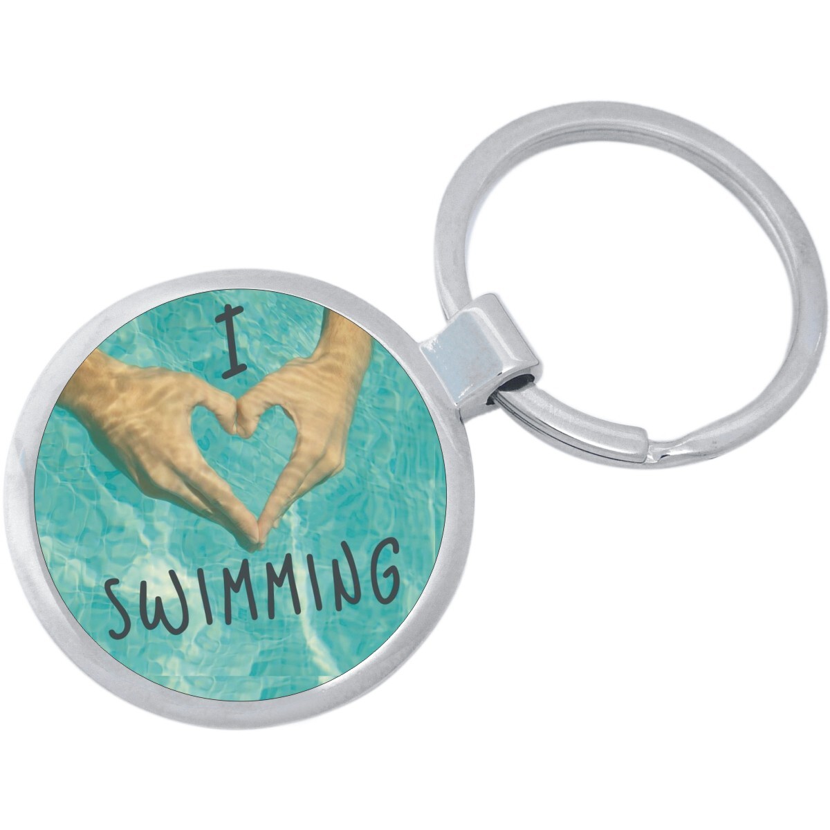 I Heart Swiming Keychain - Includes 1.25 Inch Loop for Keys or Backpack