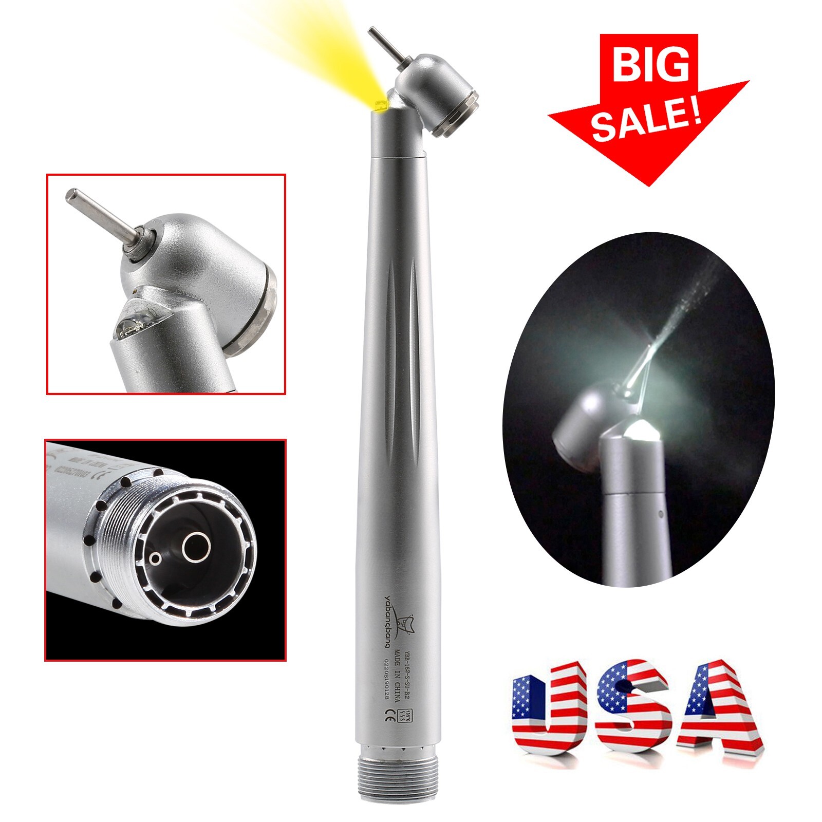 NSK Style Dental LED 45° Degree Surgical High Speed Handpiece Push Button 2 Hole