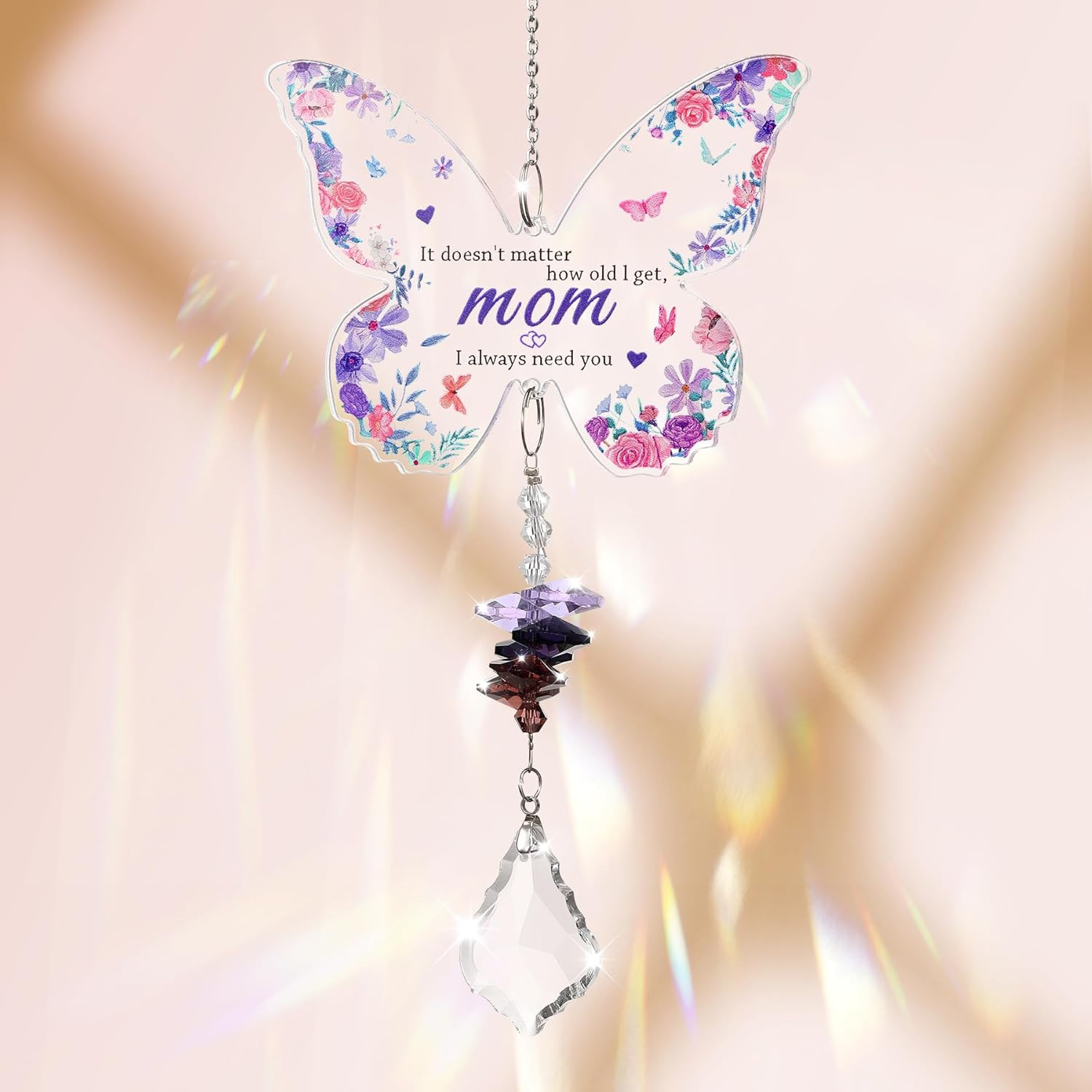 Crystal Suncatcher for Mom, Ideal Mother Gifts, Mom Birthday Gifts.Purple