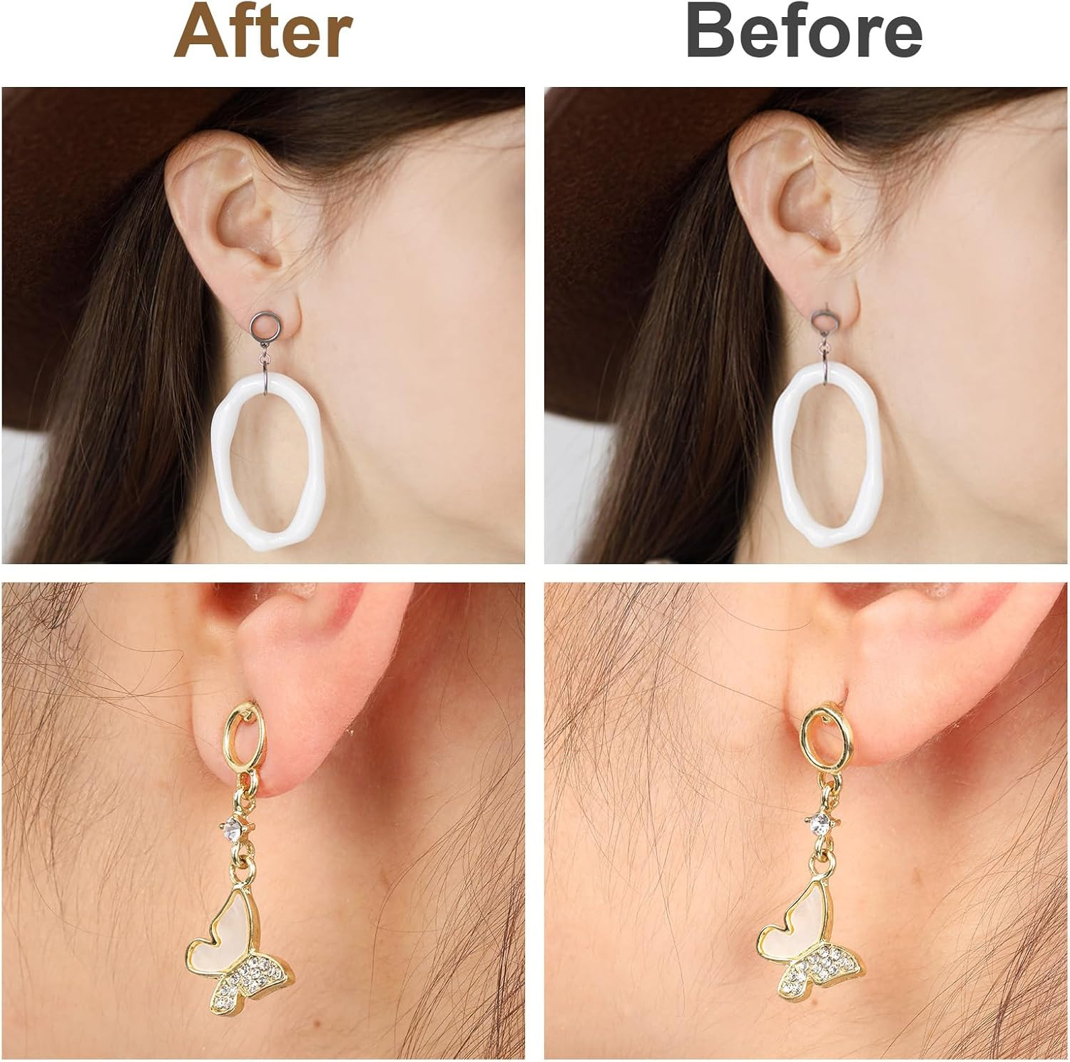 4 Pairs Earring Backs for Droopy Ears, Earring Lifter for Heavy Support Backs La