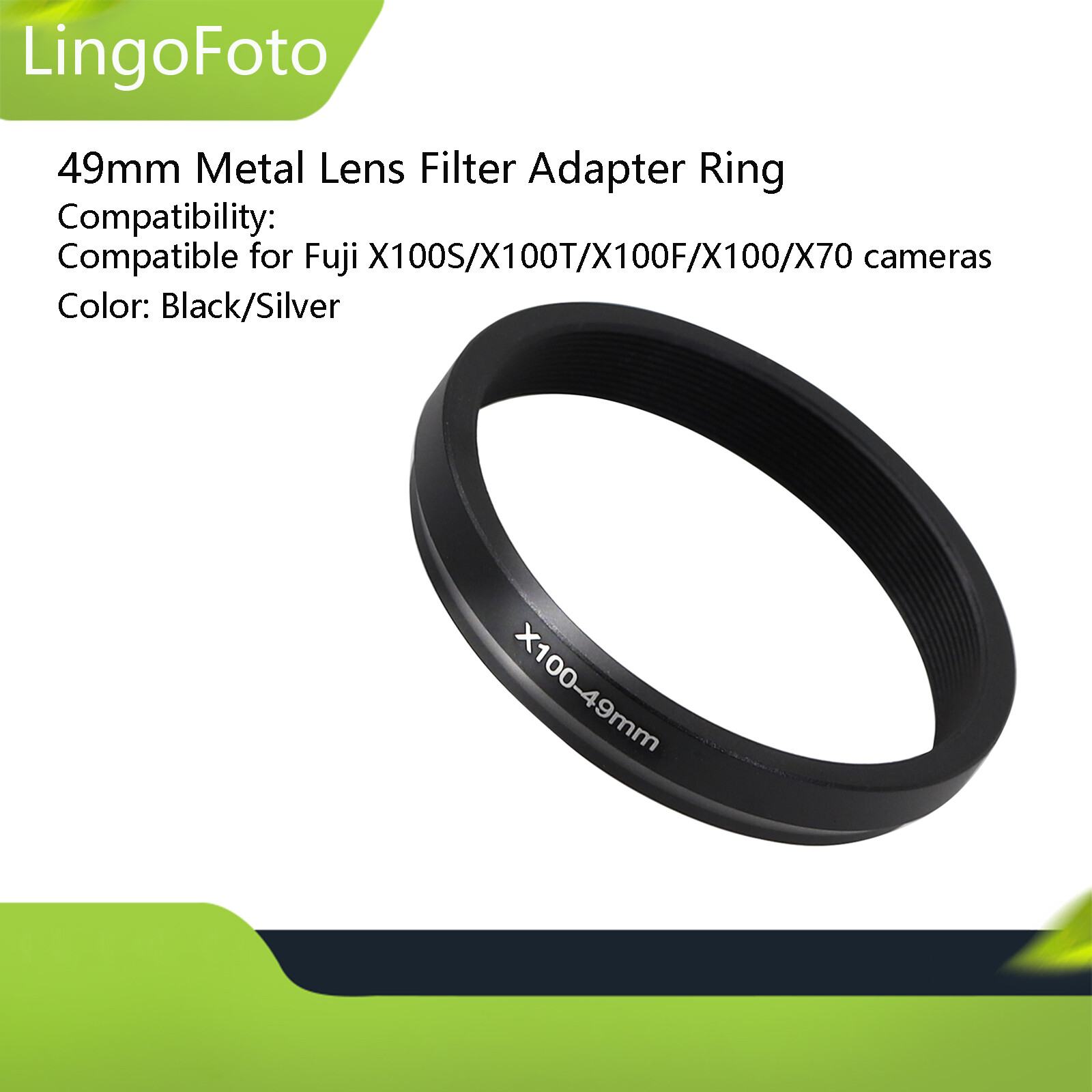 49mm Metal Lens Filter Adapter Ring for Fuji X100S/X100T/X100F/X100/X70 Camera