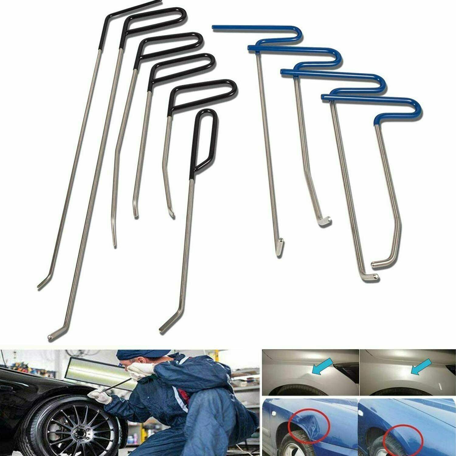 10Pcs Auto Body  Tools Push Rods Kit Paintless Dent Repair Hail Removal Tool