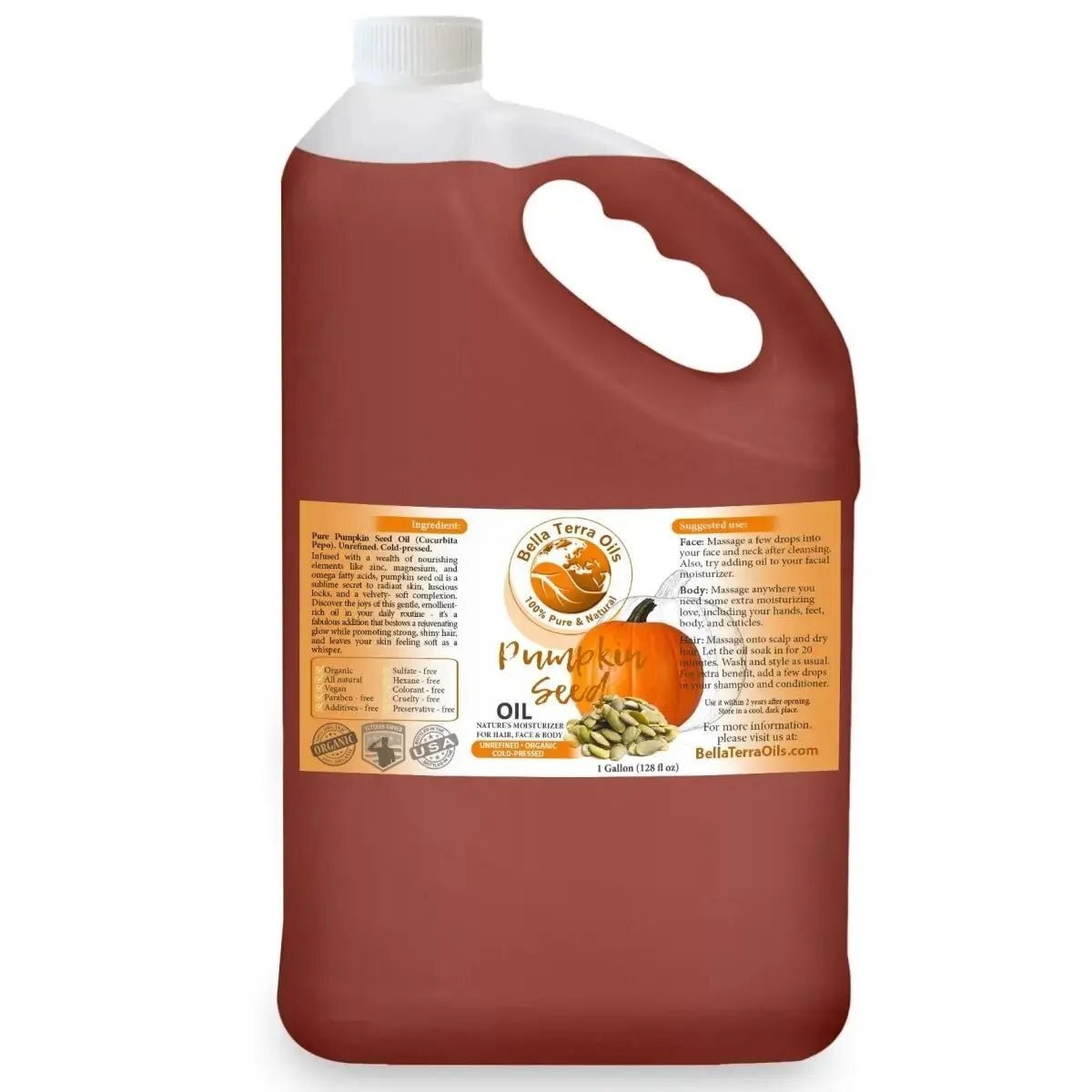 Organic Cold-Pressed Pumpkin Seed Oil 100% Pure Skin Hair Nails Face, High Zinc