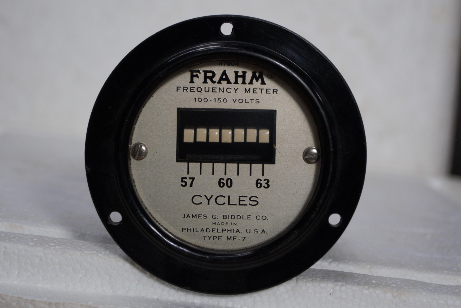 Frahm Frequency Meter James G. Biddle Type MF-7 100-150 volts untested