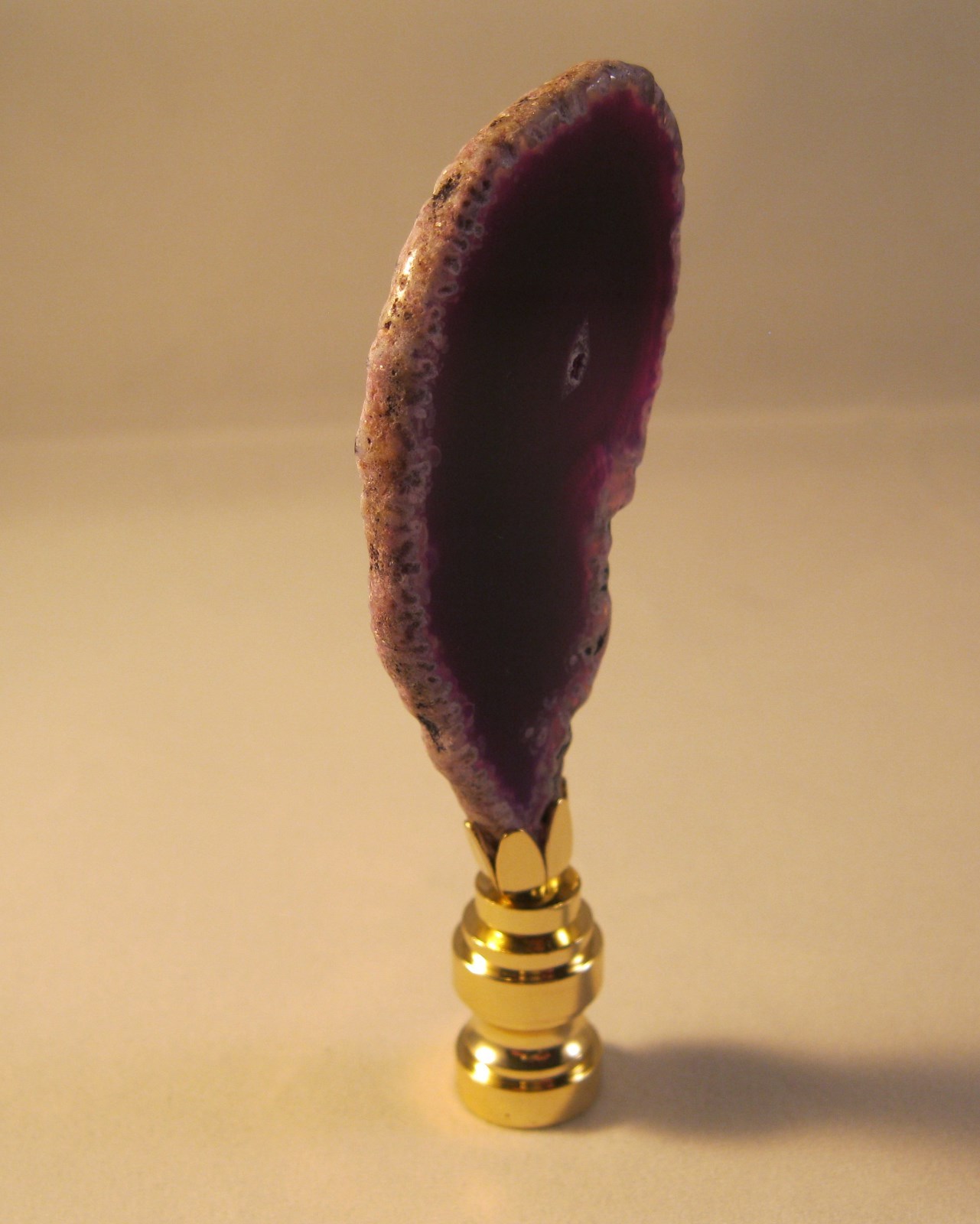 Lamp Finial-Natural PURPLE/AMETHYST AGATE-Brass Base
