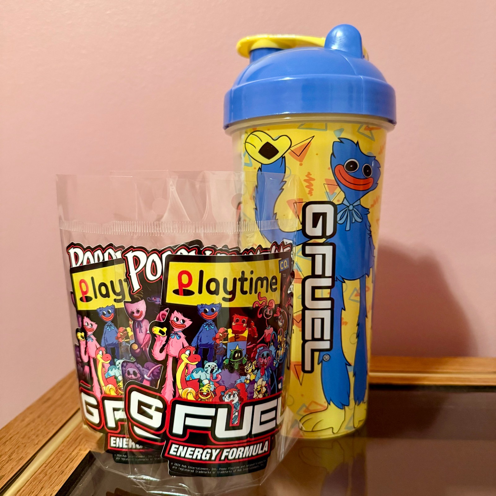 New G FUEL x Poppy Playtime Collector's 24oz Shaker Cup + 2x Stickers Pack