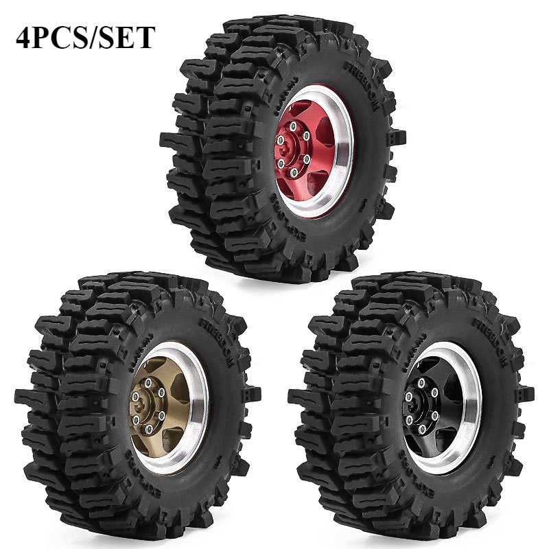 4X 1.3" Beadlock Wheels and Tires for RC Crawler Car 1/18 TRX4M FCX18 1/24 SCX24