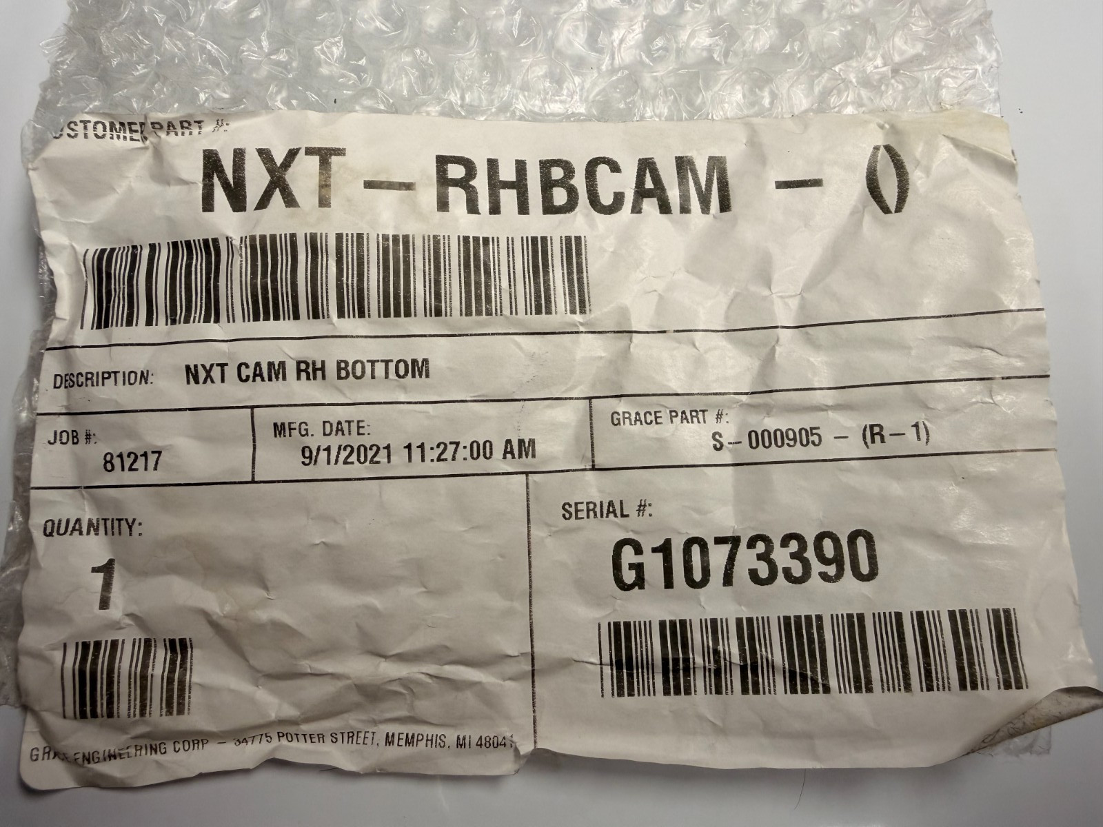 NXT CAM RH BOTTOM MOD -NEW, OPENED PACKAGE- (NXT-RHBCAM)