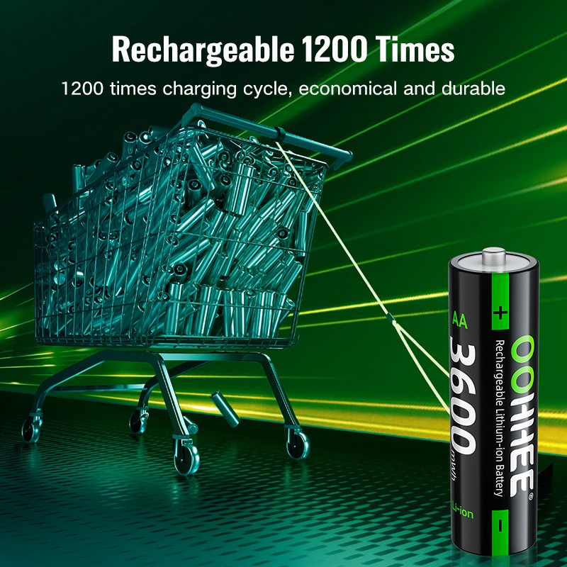 4PCS AA 3600mWh 1.5V Rechargeable Lithium Battery with Thin Charging Storage Box