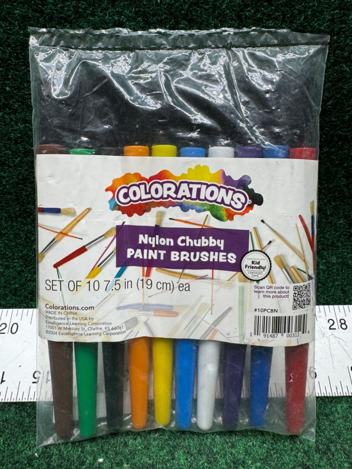 Colorations Plastic Handle Chubby Paint Brushes with Nylon Bristles Set of 10