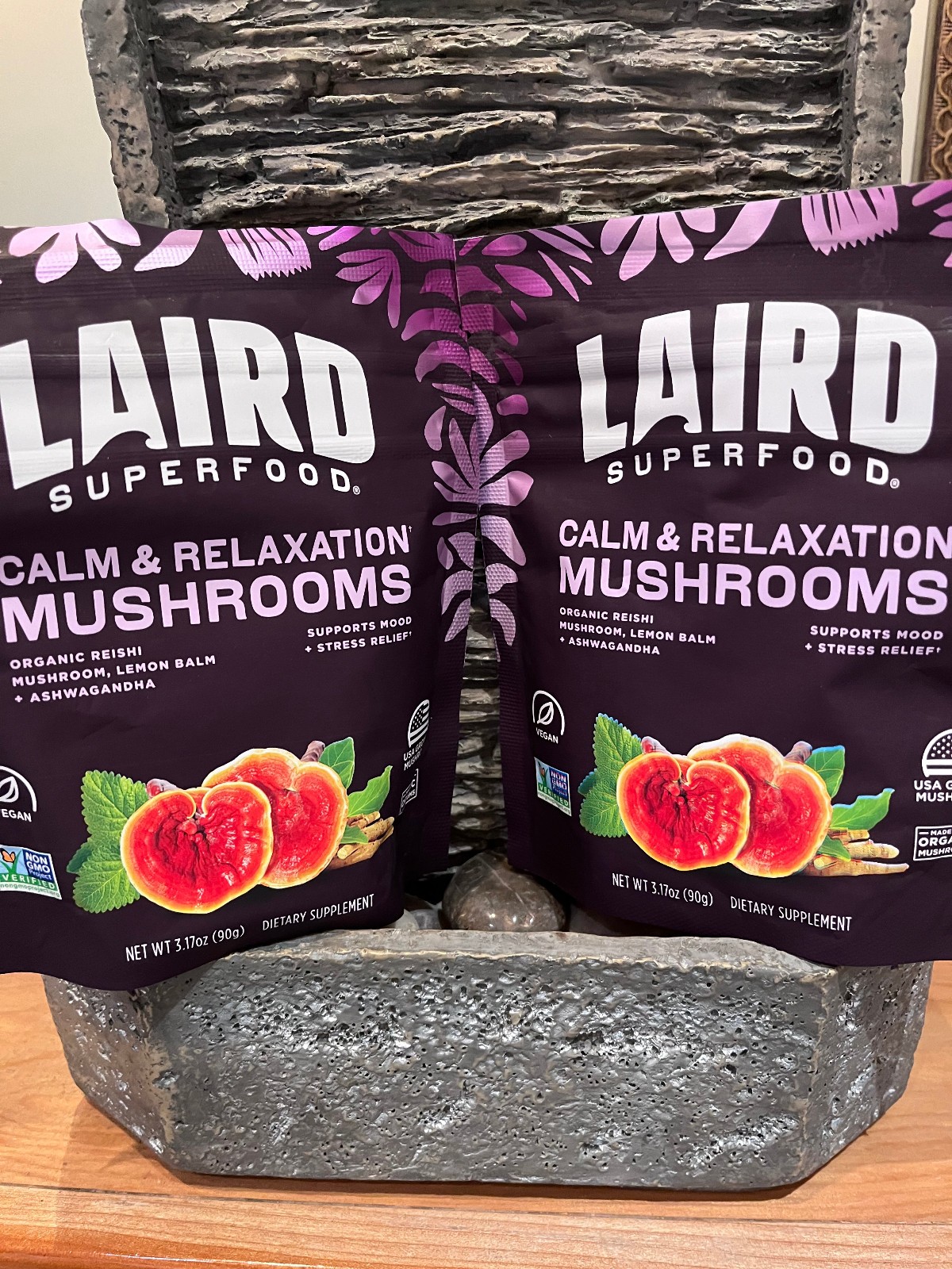 2 Laird Superfood Calm & Relax Mushroom Blend w Reishi Mushroom 3.17ozx2