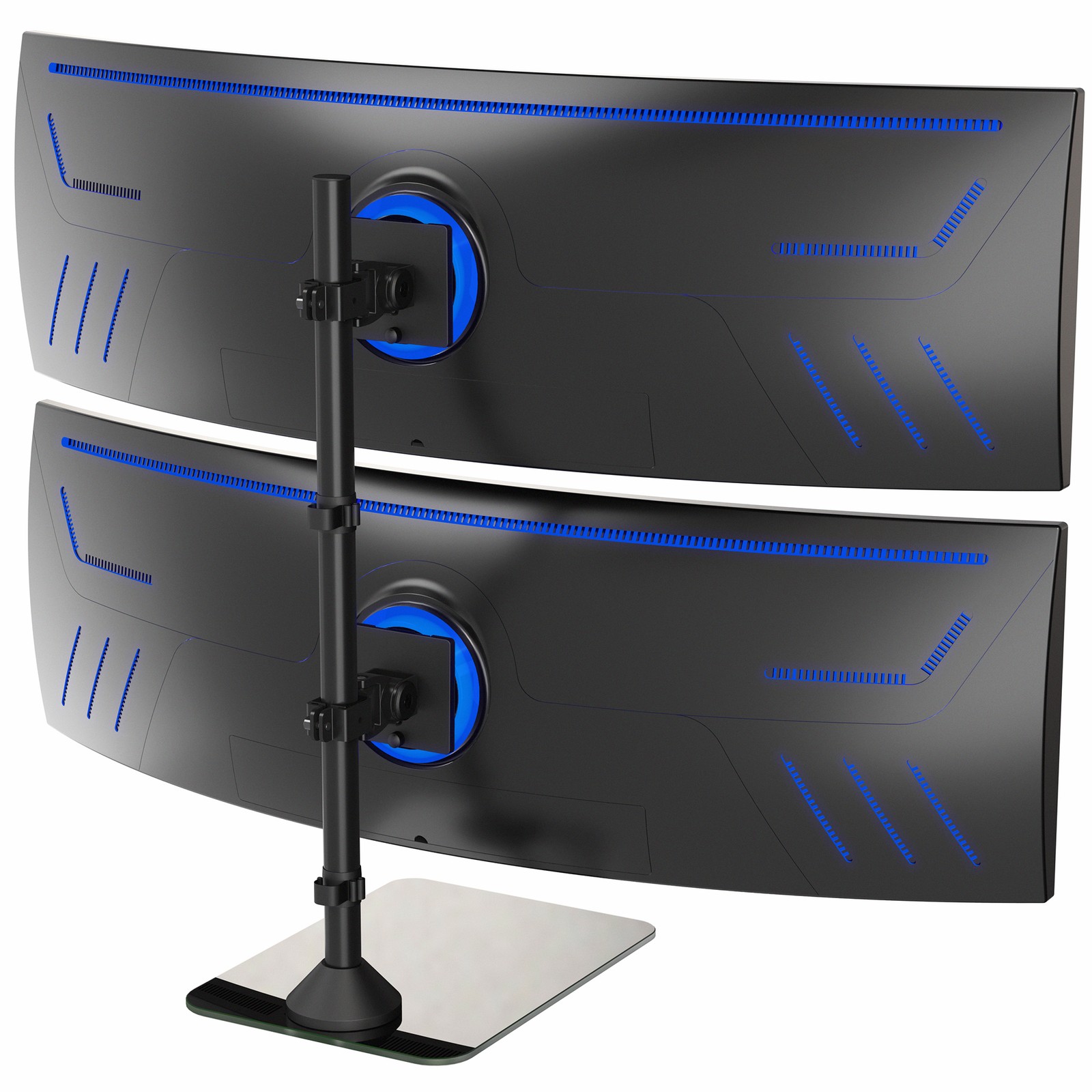 VIVO Dual Ultrawide Monitor Desk Stand with Glass Base, 2 Screens up to 49"