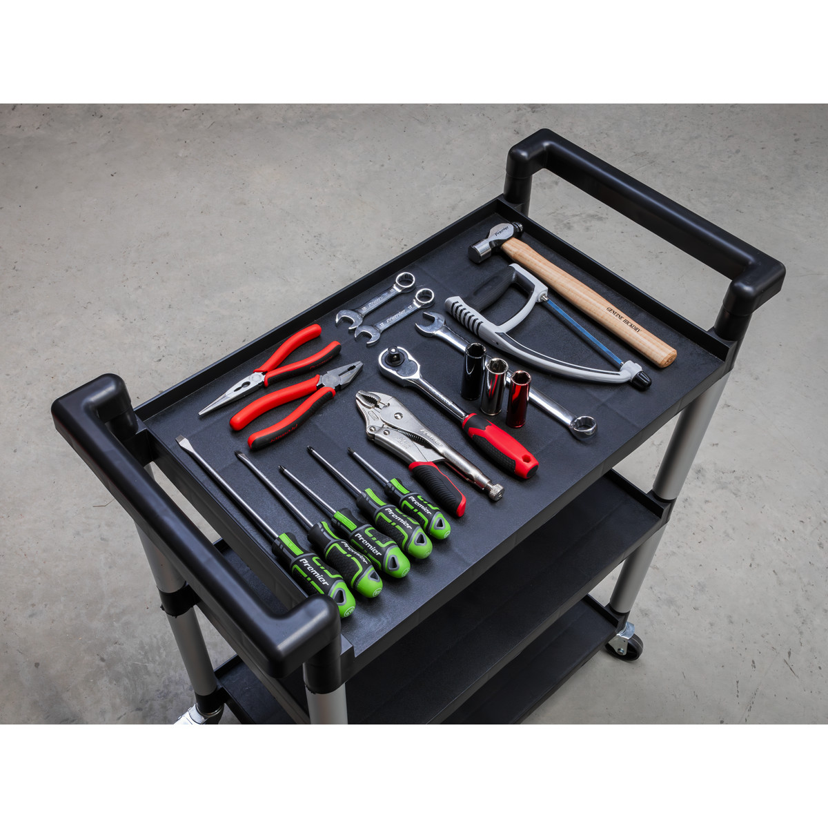 Sealey 3-Level Workshop Trolley With 30kg Capacity Per Shelf Black/Silver CX308