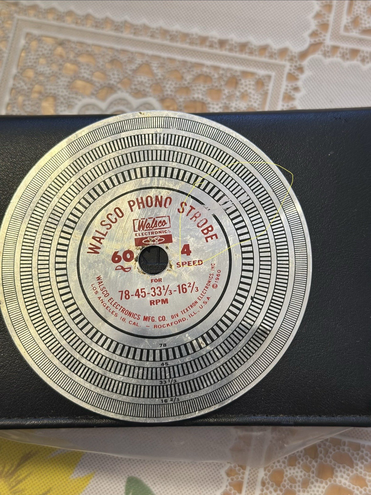 Walsco 1960s Phono Strobe Stroboscope Calibration Disk
