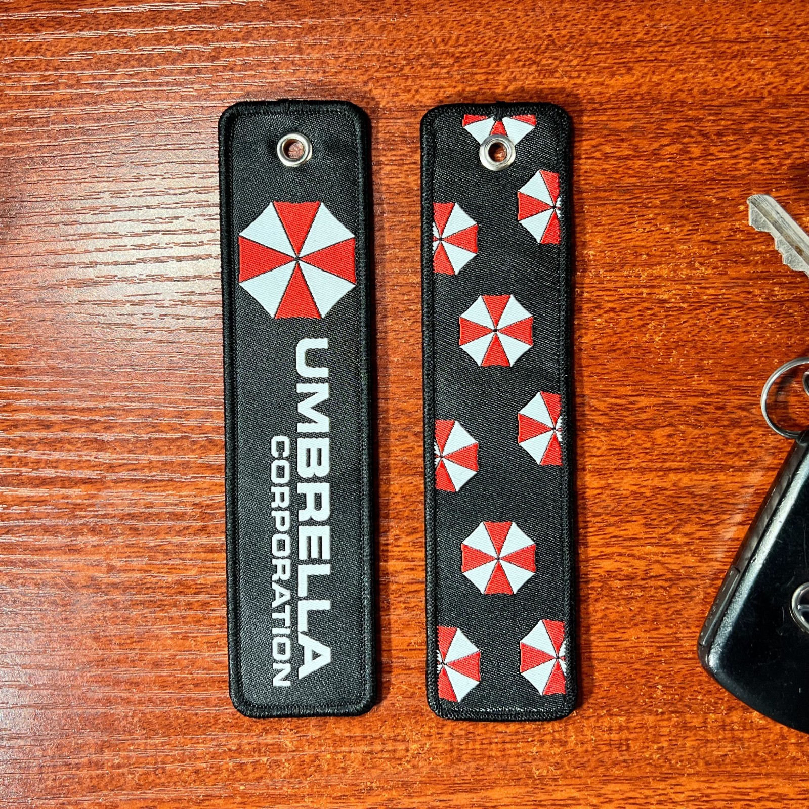 Umbrella Corporation Resident Evil Key Tag Two Sided Embroidered Keychain 1x5"