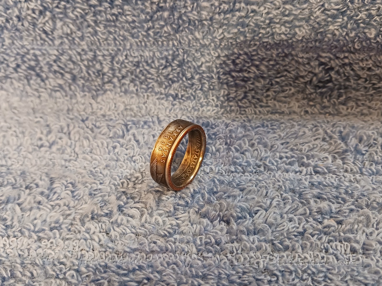 Arkansas Handcrafted Washington Quarters coin ring, size 7- 1/2   2003
