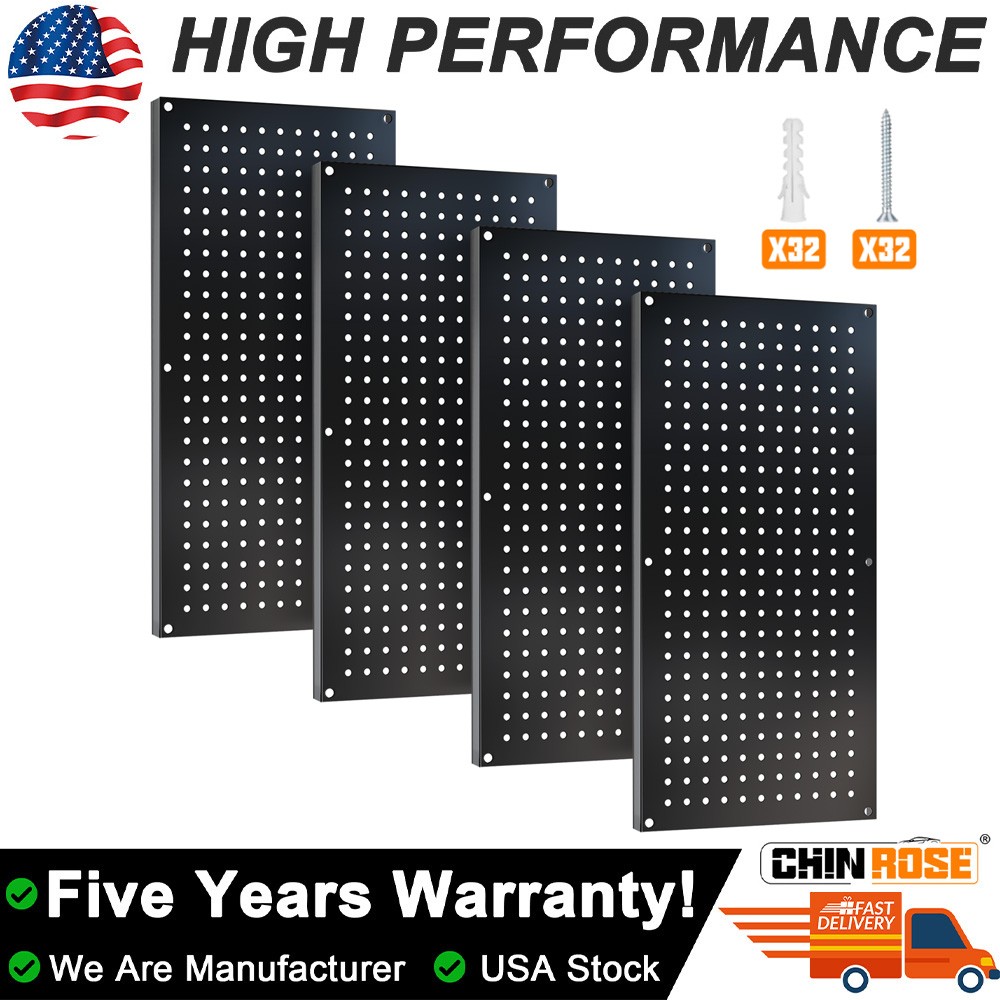 Metal Pegboard Panels 4 Pcs 32" x 16" Wall Organizer fit for Garage Tool Storage