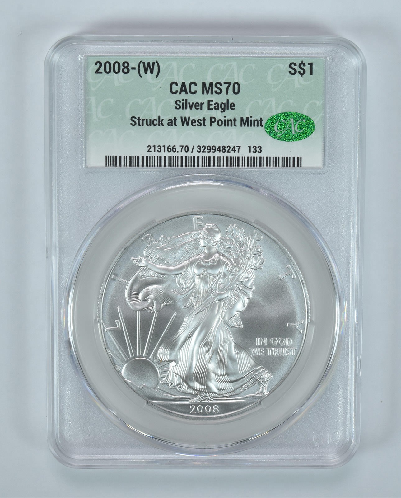 2008 (W) American Silver Eagle Struck At West Point MS70 CAC