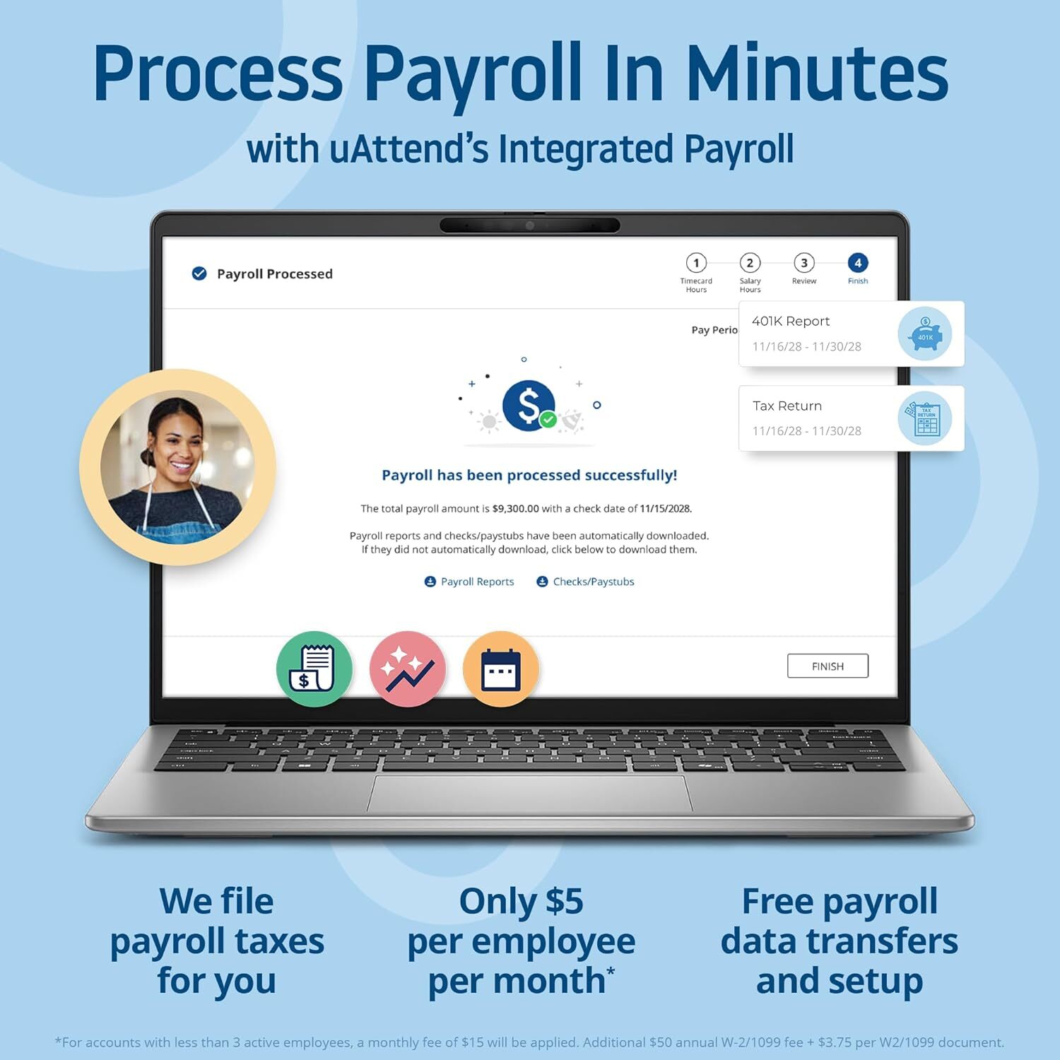 uAttend NX2500 Cloud-Based Attendance System with Optional Payroll Integration