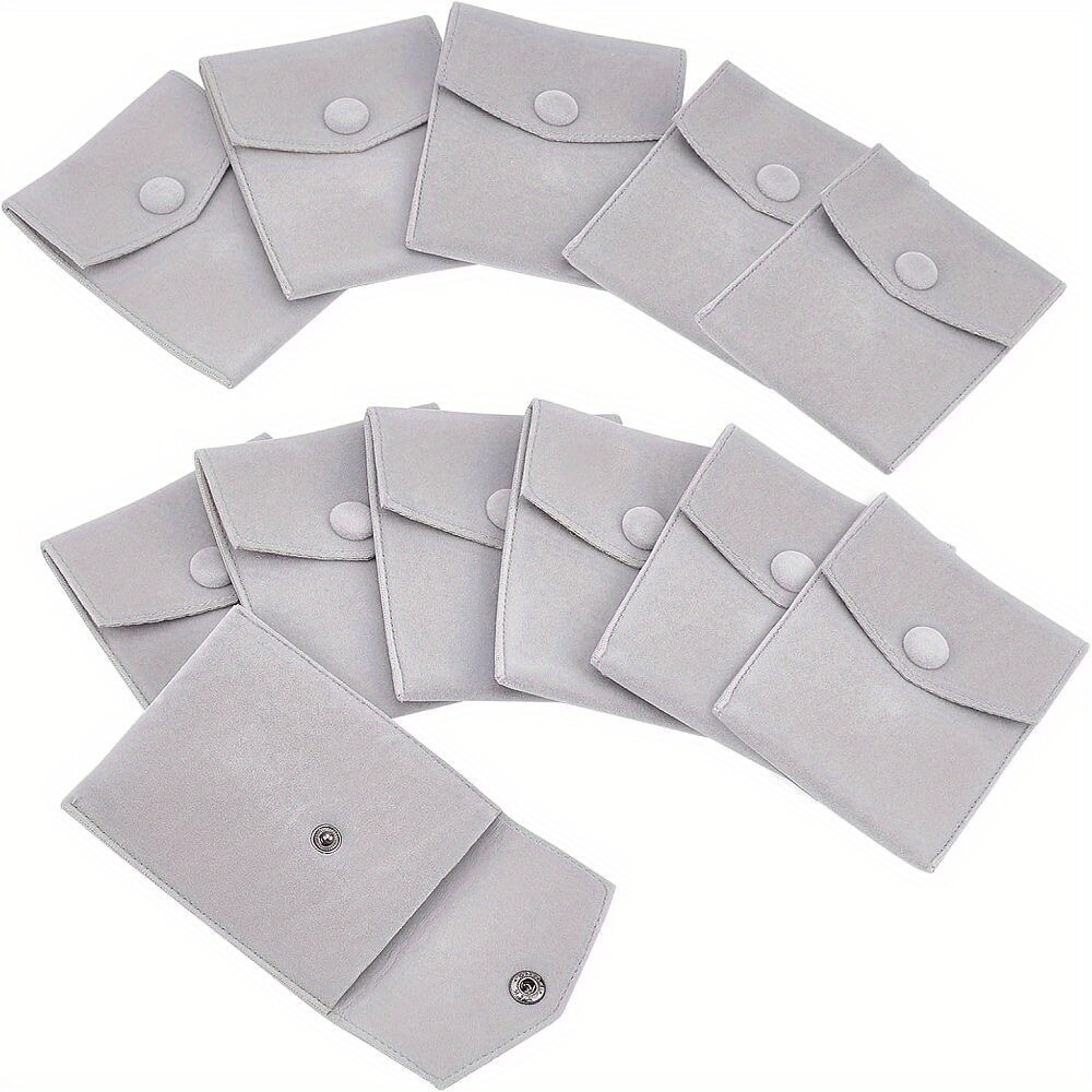 12pcs Velvet Jewelry Bags Rectangle Light Grey 9.7x8.3x1.1cm 1pc sewing storage
