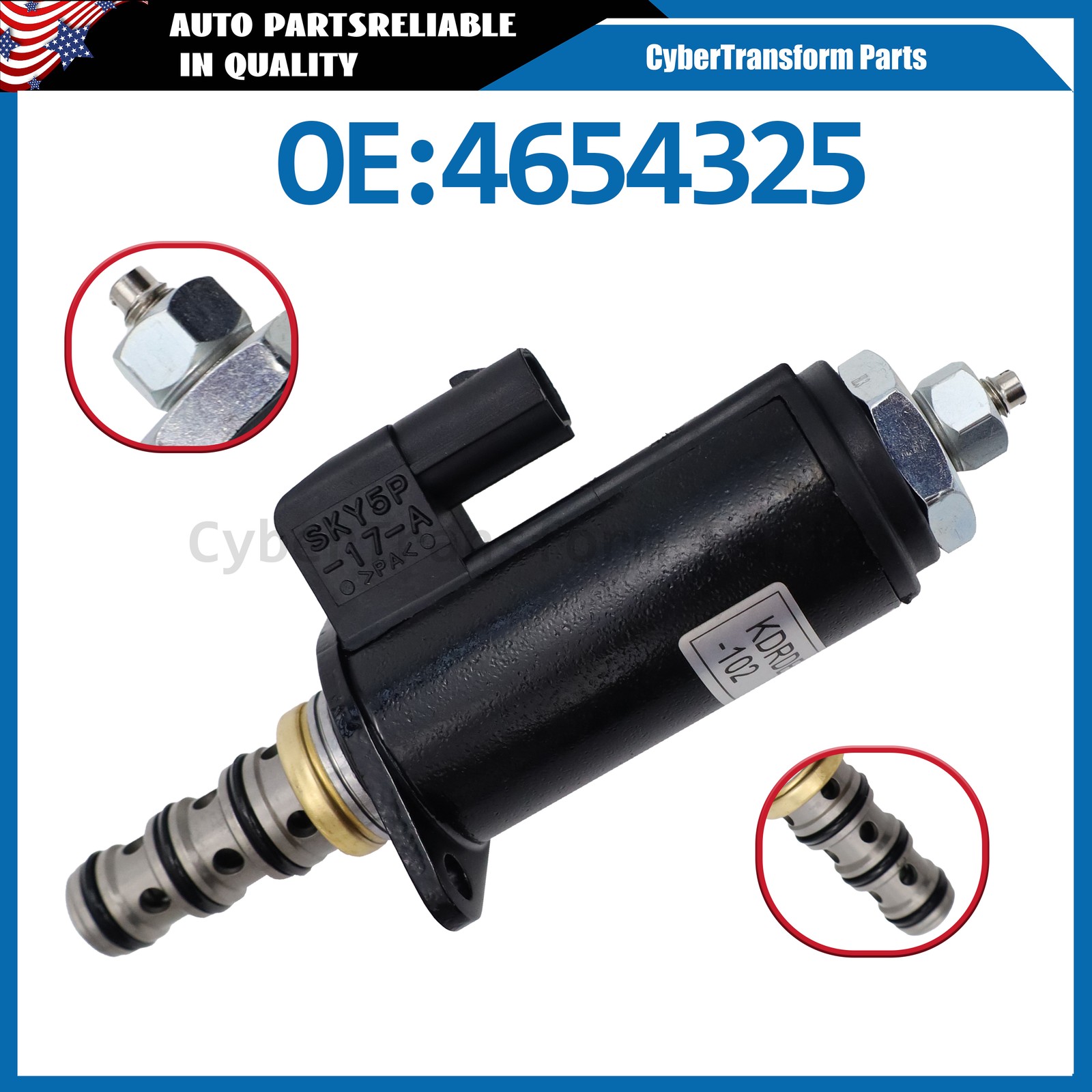 For Hitachi Excavator ZX450-3 ZX470H-3F ZX850-3 EX1200-6 4654325 Solenoid Valve