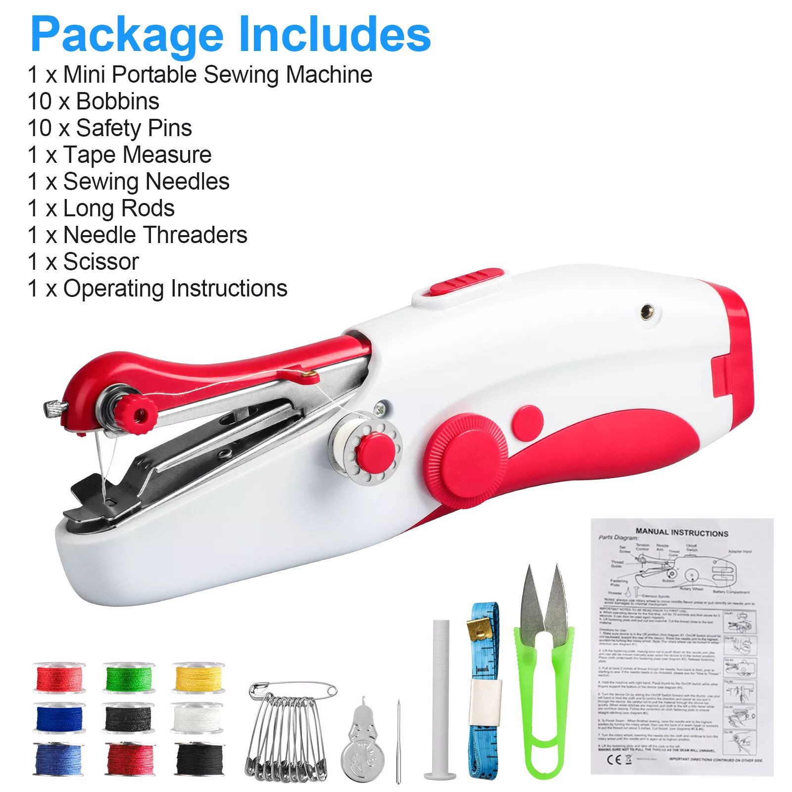New Portable Mini Compact Handheld Sewing Machine Cordless Travel Home Tool