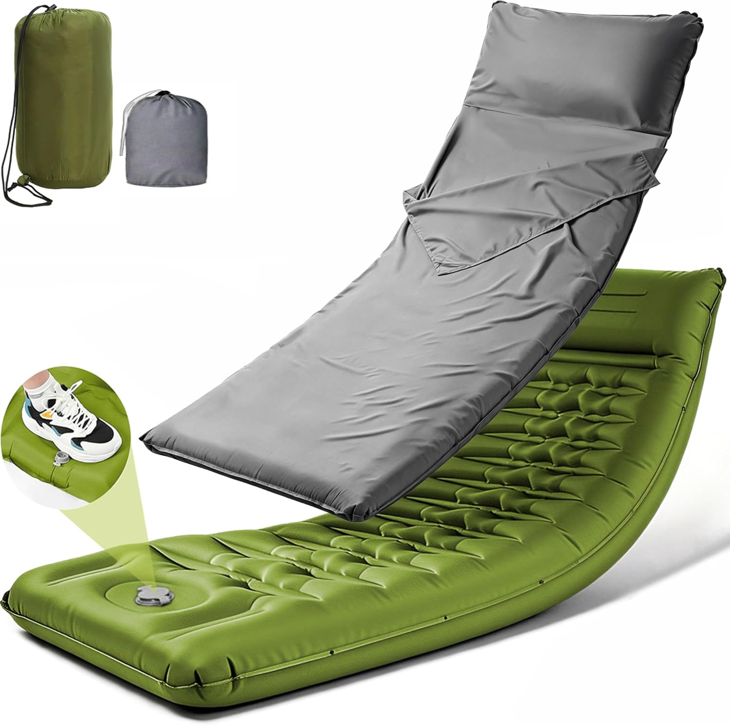Camping Sleeping Pad, Extra Thick 5 Inch Self Inflating Camping Mat with Ultrali