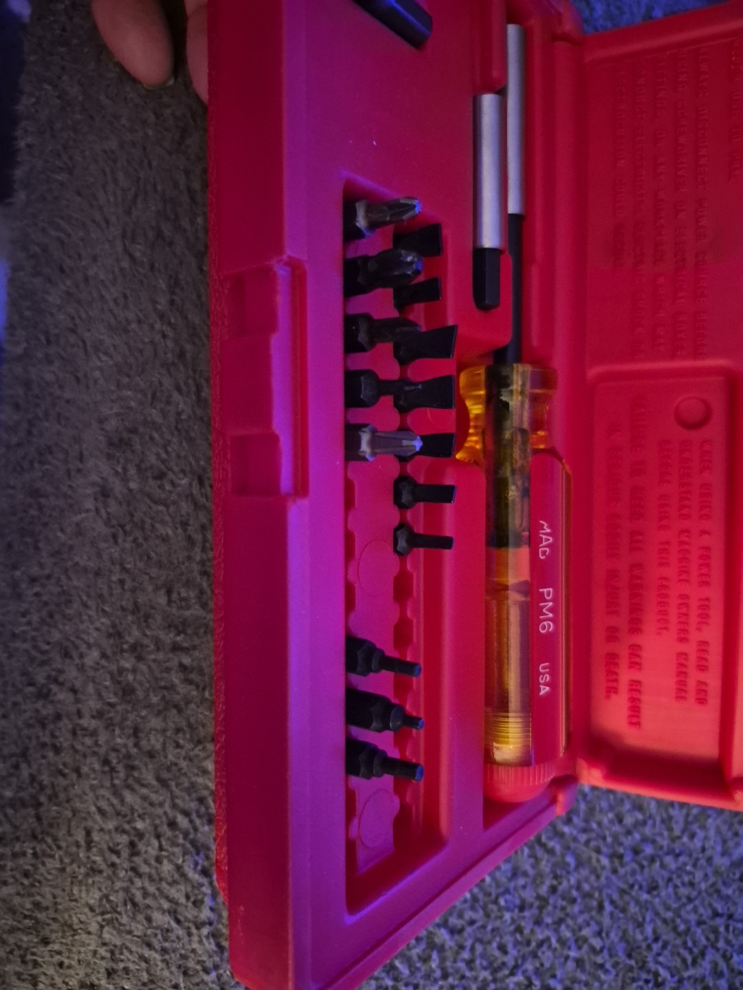 mac tools magnetic screwdriver and bit set