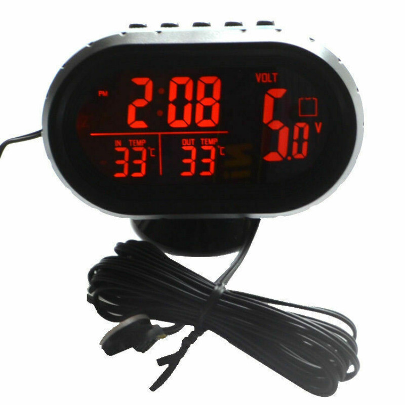 3.66” Dual Display LED Digital Car Clock Thermometer Temperature Voltmeter New