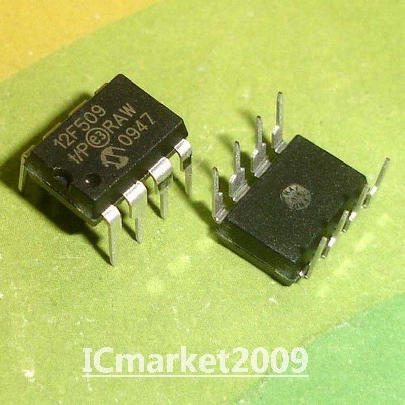5 PCS PIC12F509-I/P DIP-8 12F509 8-Bit Flash Microcontrollers IC Chip