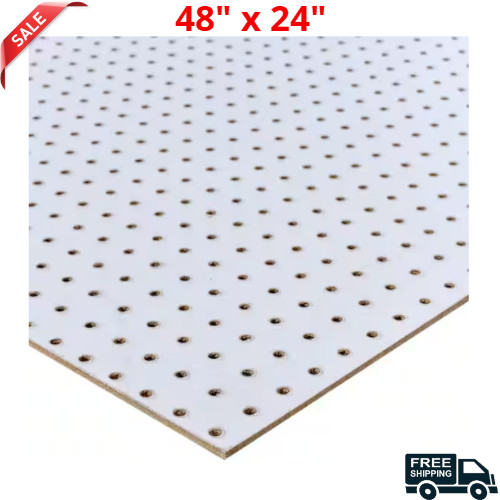 White Perforated Pegboard Panel Wall Organizer Display Board 48" H x 24" W Sheet