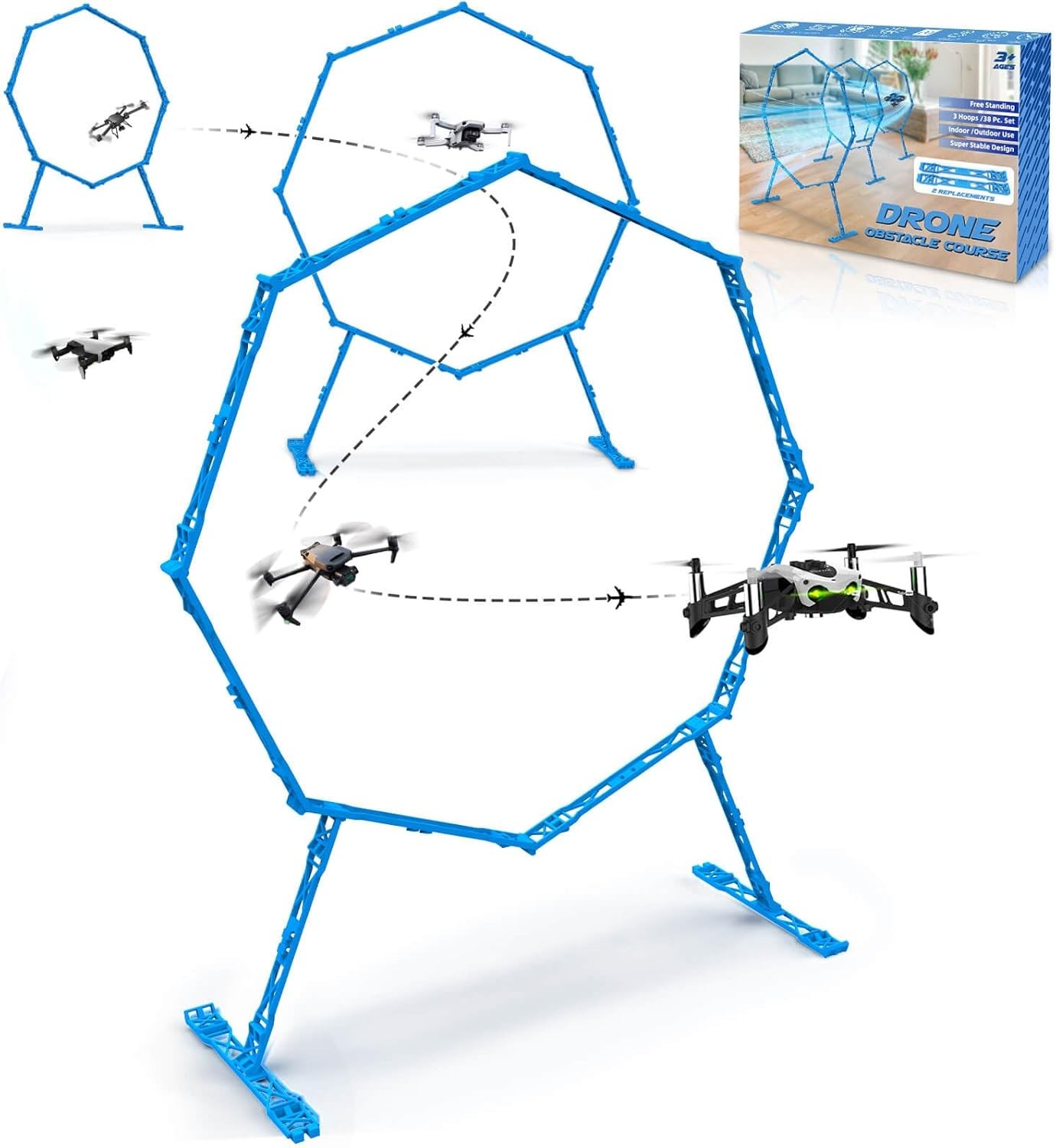 Drone Obstacle Course, Includes 3 Pack Easy to Build Blue *3