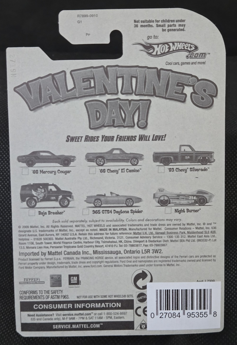 2009 Hot Wheels VALENTINES DAY '68 Mercury Cougar