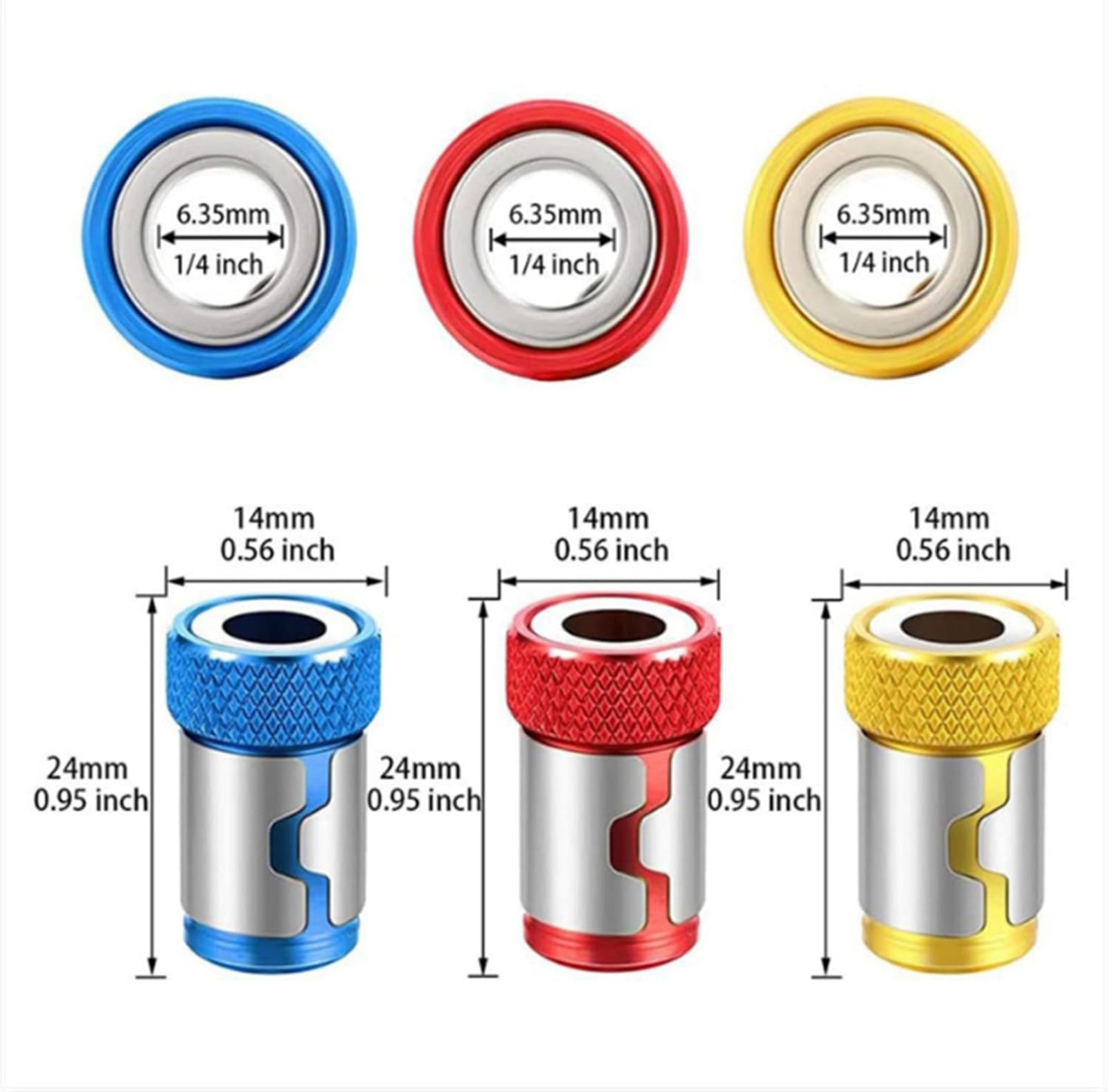 6PCS 1/4" Inner Diameter Magnetic Screw Ring For Power Screwdriver Bits