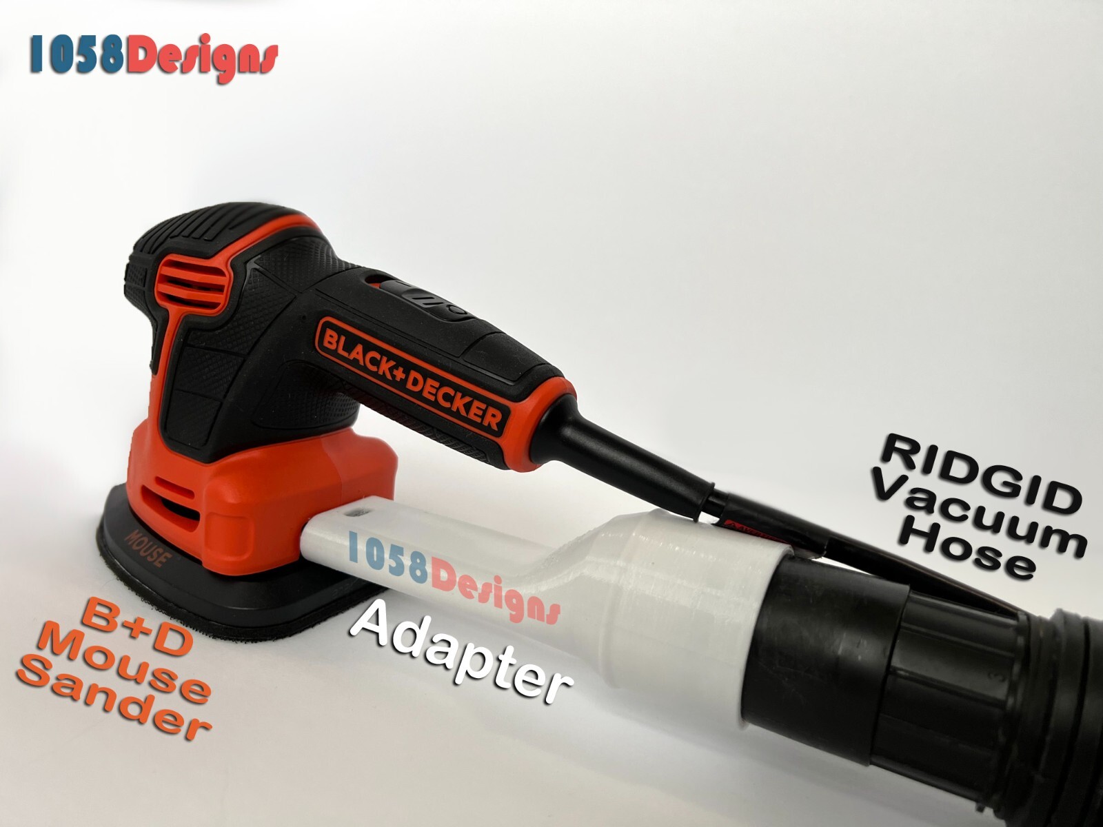 Vacuum Hose Adapter BLACK+DECKER MOUSE Sander to Ridgid Shop Vac BDEMS200C Dust