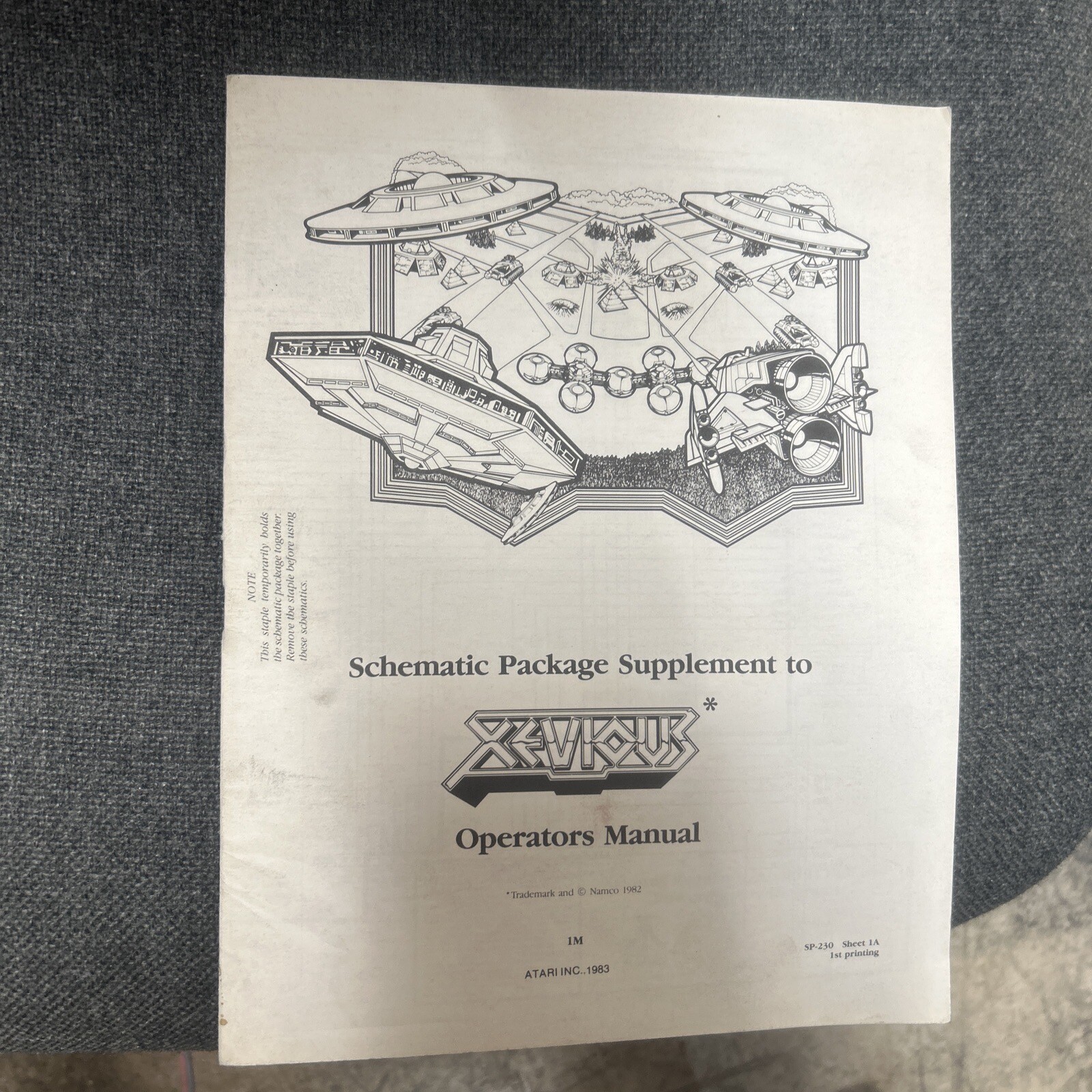 Atari XEVIOUS Schematic Package Supplement Arcade Manual - good used original